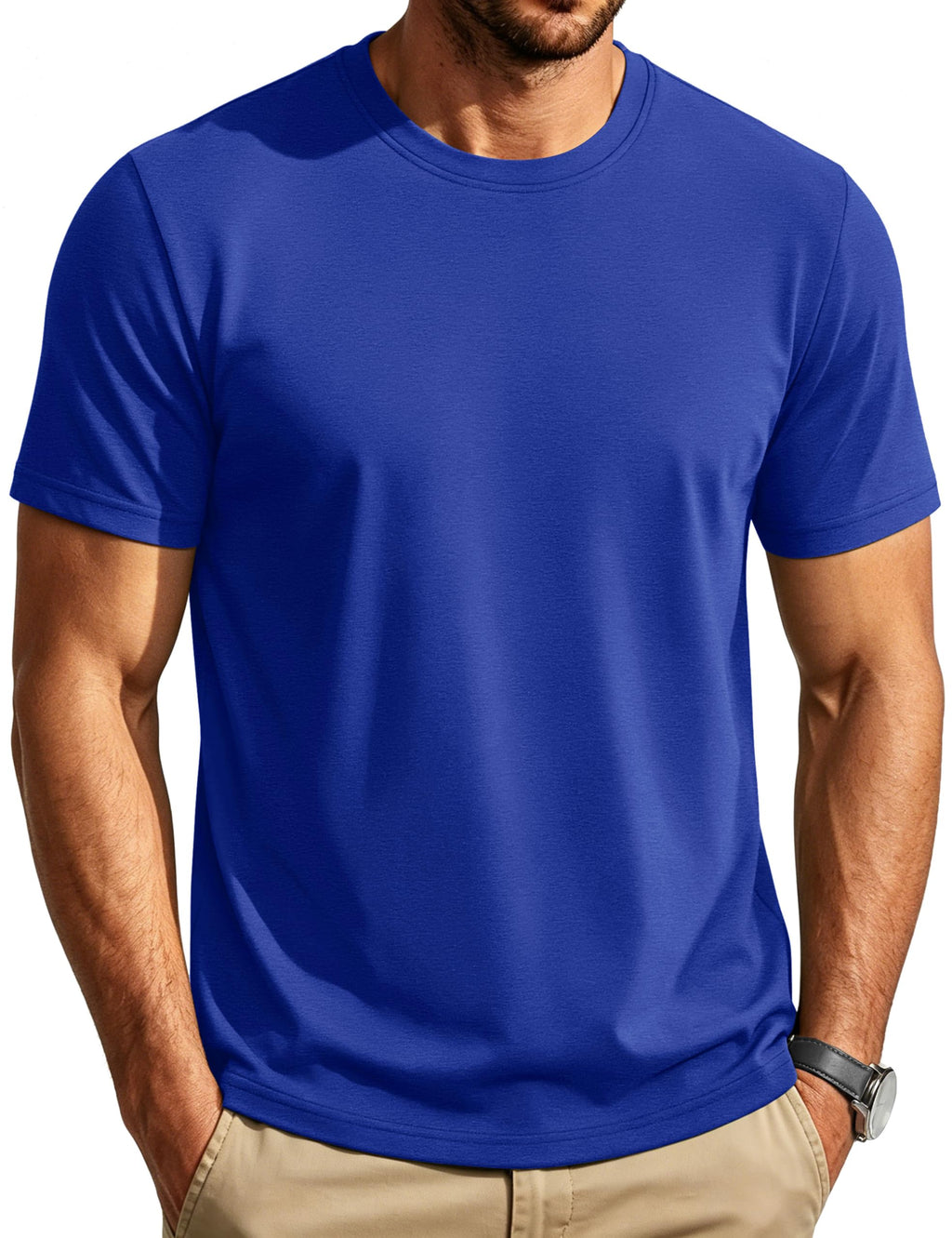 Cotrasen Mens T-Shirts Short Sleeve Cotton Crew Neck Lightweight Moisture Wicking Casual Soft Basic Plain Tee Shirts