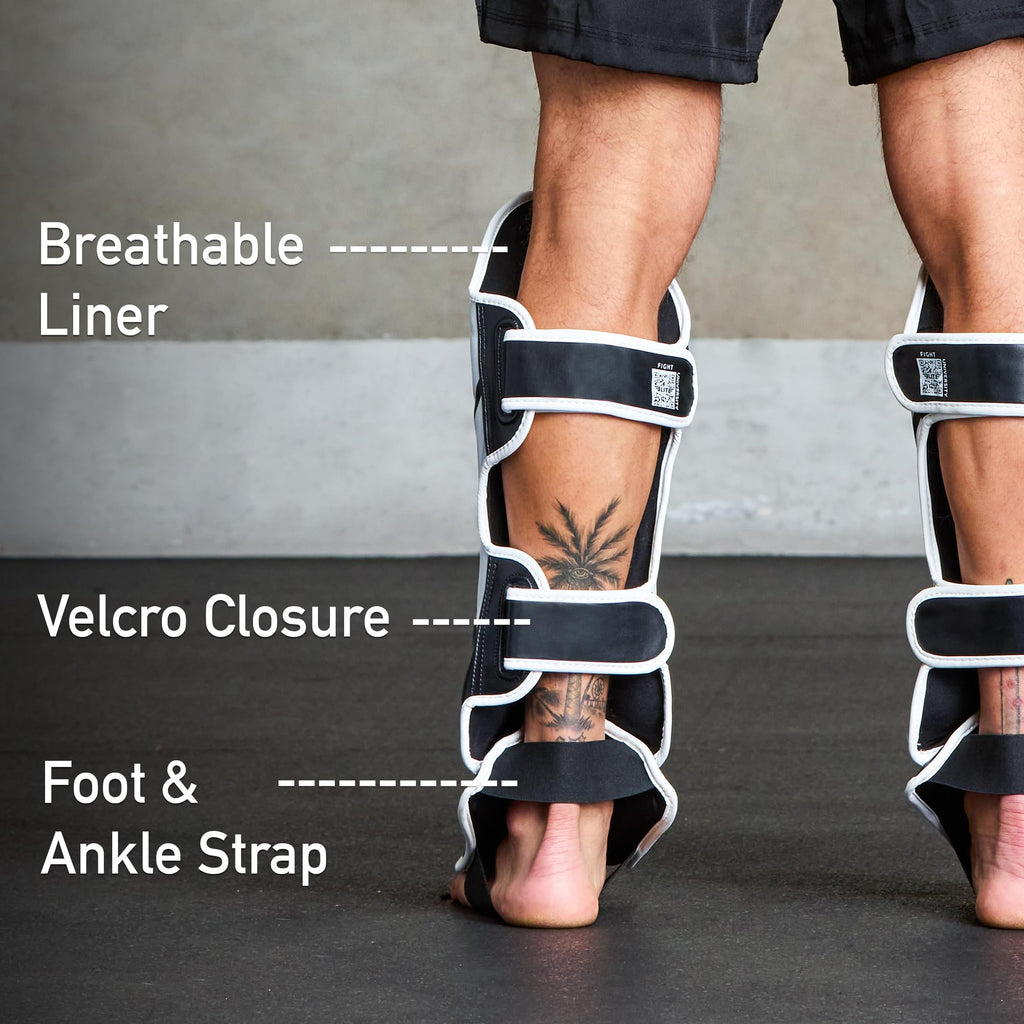 Elite Sports Muay Thai Shin Guards Kickboxing MMA Muay Thai Leg Instep Protective Pads, Martial Art Kicking Sparring Training Gear for BJJ Karate Boxing Taekwondo