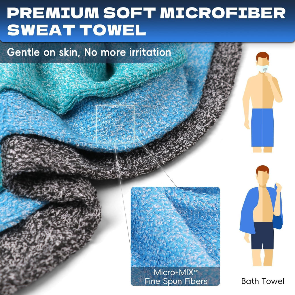 Microfiber Gym Towels for Showering Working Out Quick Dry Negative ions Large Middle Small Sizes Lightweight Gym Towel for Men Women Tennis Sports Towels for Body Hot Yoga Fitness Essentials