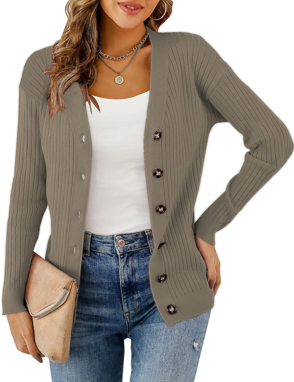 LIENRIDY Women's Knit Cardigan Long Sleeve Button Down Sweater Lightweight Cardigans, S-XL