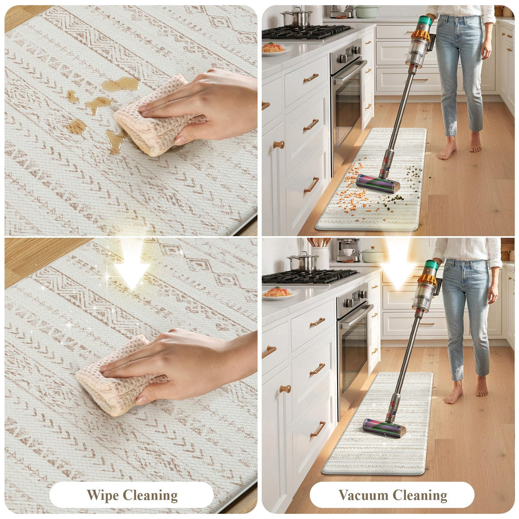 KIMODE Anti Fatigue Kitchen Mats 17"x47"+17"x29", Farmhouse Kitchen Rugs Sets of 2, Cushioned Non Skid Kitchen Mats for Floor, Comfort Kitchen Floor Mats for Sink Laundry Desk Black