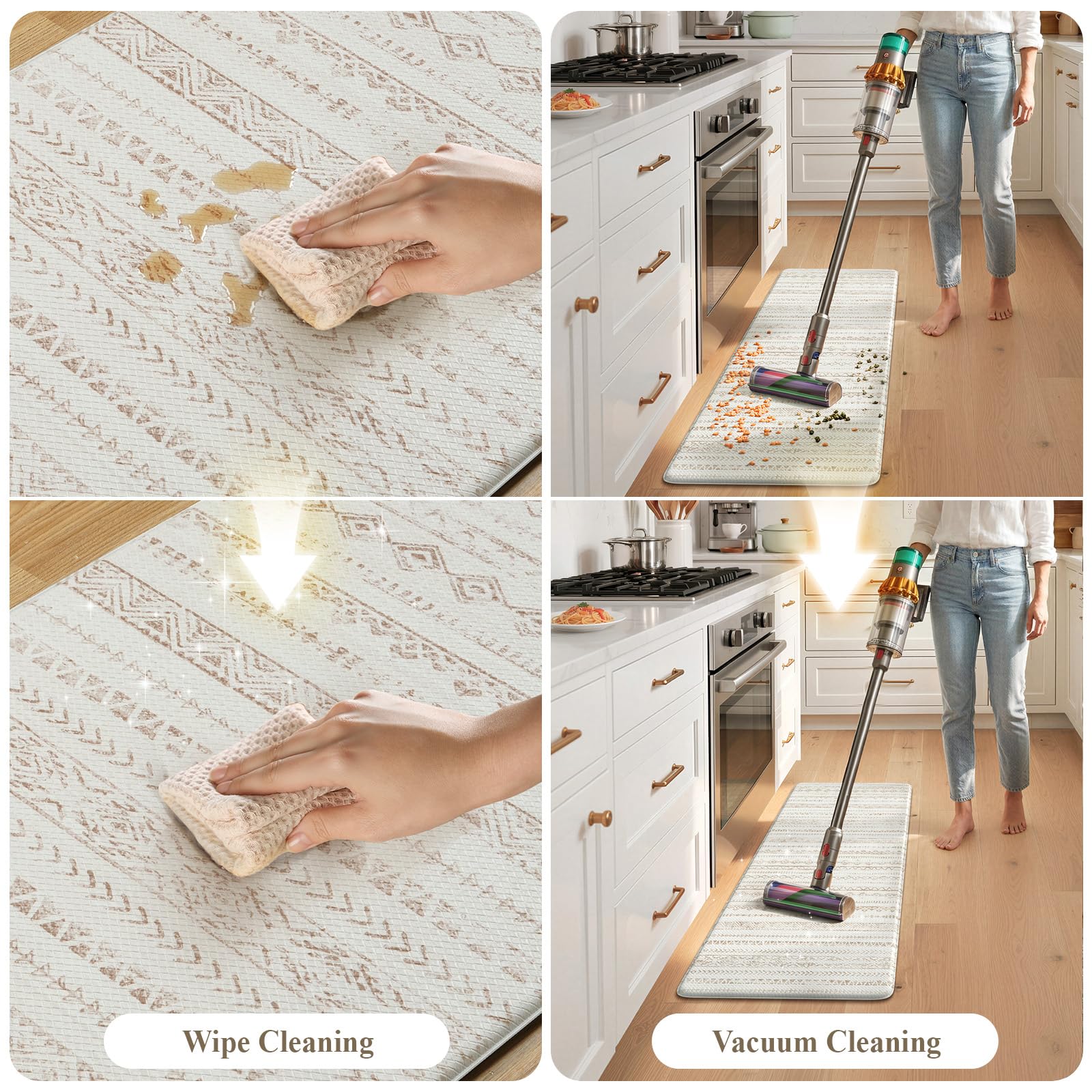 KIMODE Anti Fatigue Kitchen Mats 17"x47"+17"x29", Farmhouse Kitchen Rugs Sets of 2, Cushioned Non Skid Kitchen Mats for Floor, Comfort Kitchen Floor Mats for Sink Laundry Desk Black