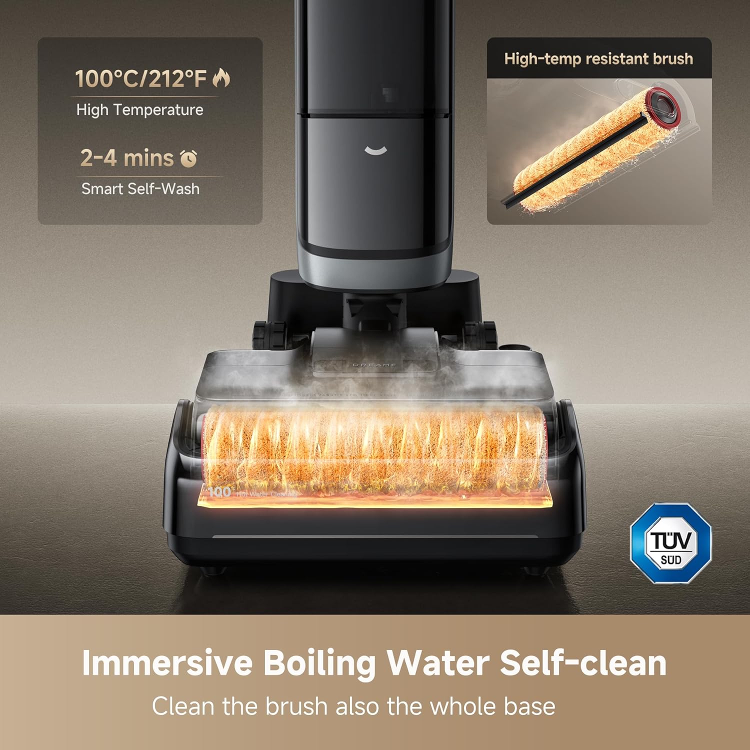 DREAME H15 Pro Heat Wet Dry Vacuum and Mop, 185°F Hot Water Floor Cleaning, 0 Hair Tangle, Cordless Floor Cleaner with AI Robotic Arm, 22KPa Suction, 180° Lie-Flat, Hot Self Cleaning, Edge to Edge