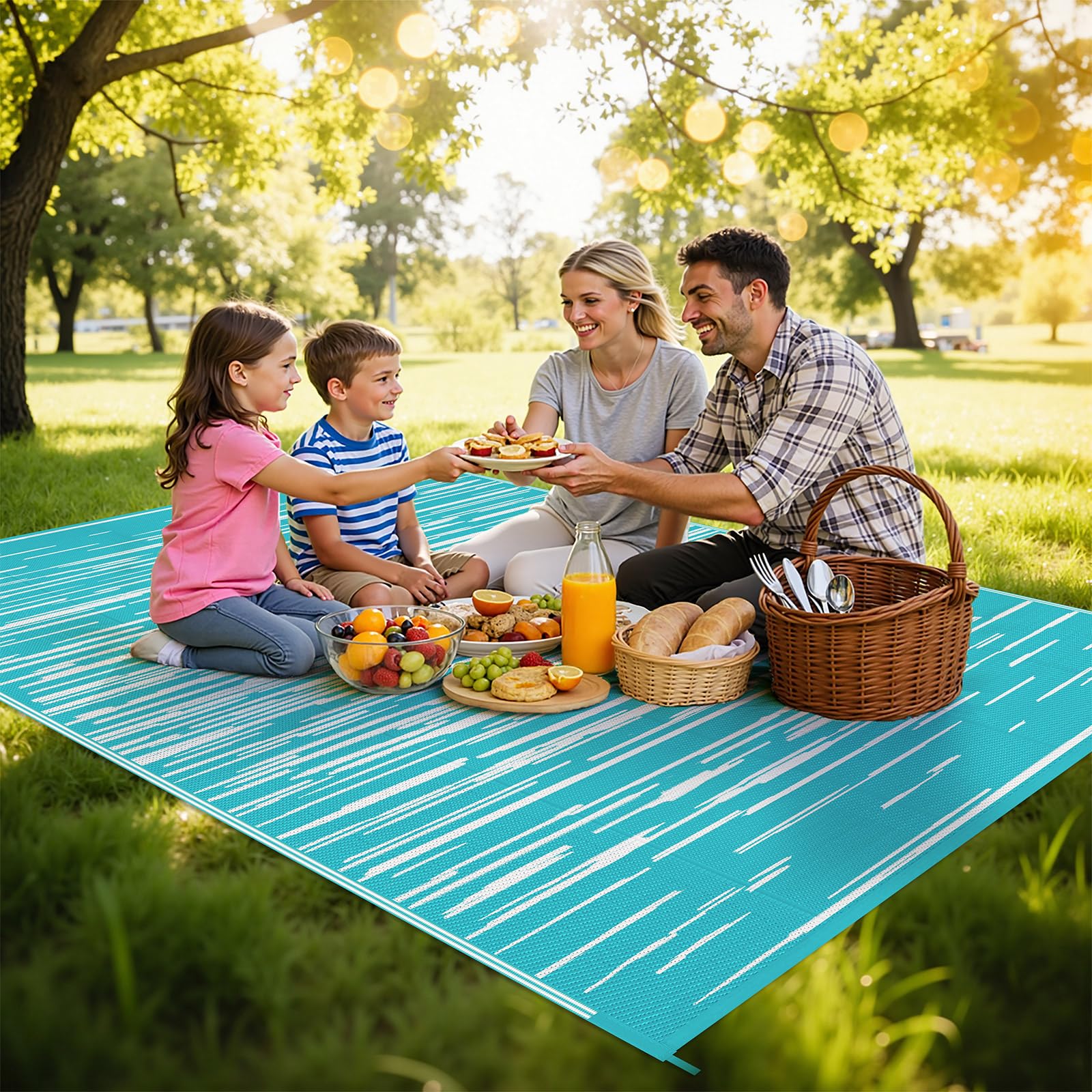HEBE Checkered Outdoor Rug Waterproof 5x8, Reversible Plastic Straw Rug RV Camping Rug, Indoor Outdoor Patio Mat Clearance, Outside Carpet for Porch,Deck,Camper,Balcony,Backyard,Picnic