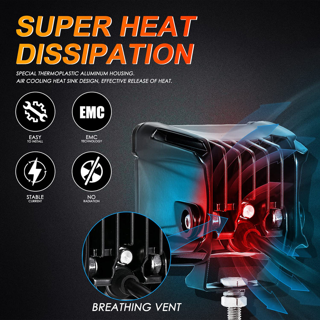 Auxbeam FA Series 3 Inch LED Cubes with DRL 2 Modes Spot Beam Offroad Lights 20W Driving Spotlights A-Pillar Ditch Lights for 4x4 Truck Car ATV Motorcycle, Pair