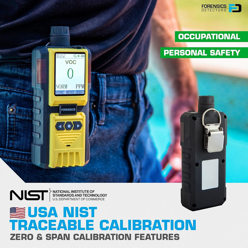 Volatile Organic Compounds VOC Detector by Forensics | USA NIST Calibrated & Certificate | USB Recharge | 0-100ppm VOC | Built-in Pump & 4ft Probe |