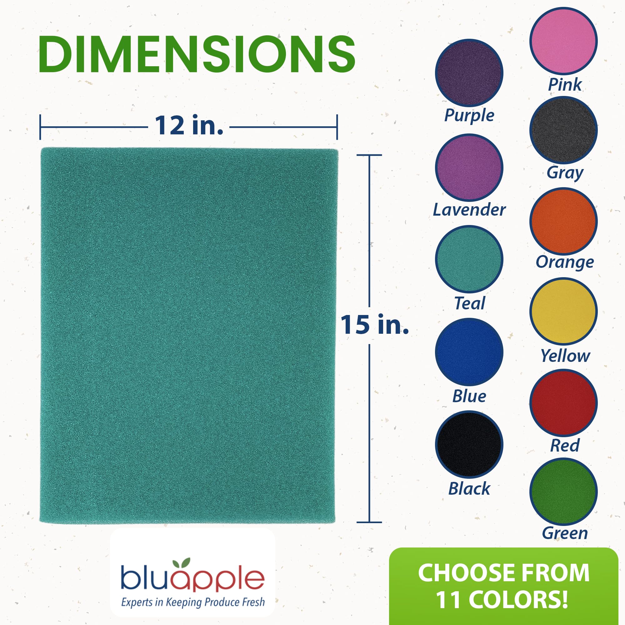 Bluapple FreshMats, Refrigerator Bin Liner, Fridge Drawer Mats, Crisper Life Extender Liner Keeps Produce Fresh Longer, Anti-Bruising, for Air Circulation, Washable & Reusable (4-Mats, 12x15, Black)