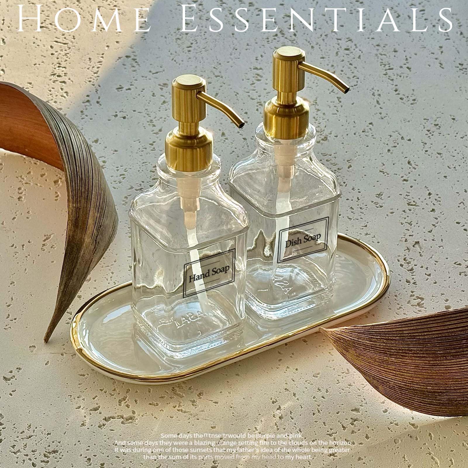 JASAI Antique Design Soap Dispenser with Rust Proof 304 Stainless Steel Pump, Refillable Glass Soap Dispenser with 10Pcs Clear Stickers, Premium Kitchen & Bathroom Soap Dispenser