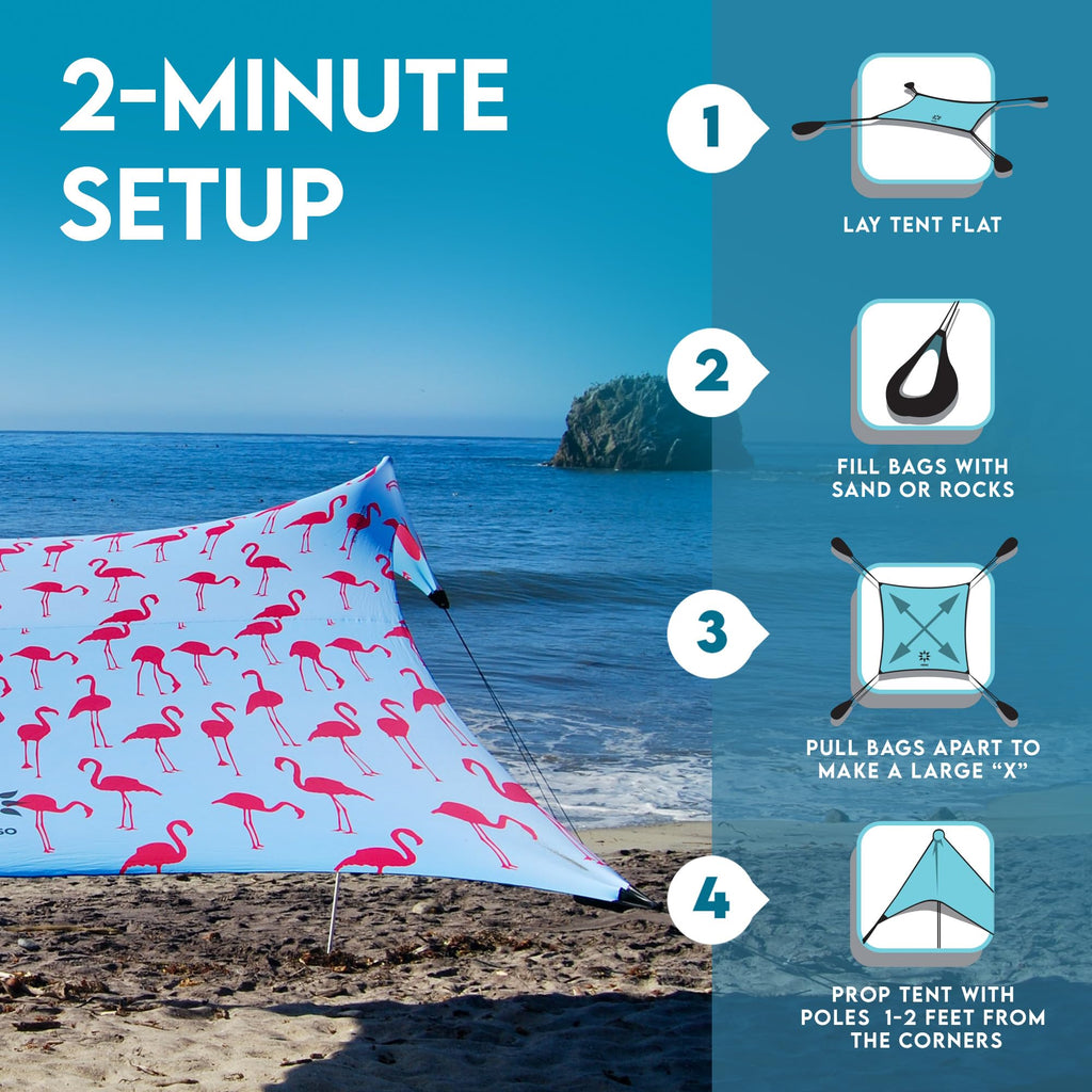 Neso Gigante Portable Beach Tent Sun Shelter - Lightweight Beach Shade Canopy - Easy Setup for Family Outings - Patented Reinforced Corners - UPF 50+ - 8ft Tall, 11 x 11ft - Save The Whales
