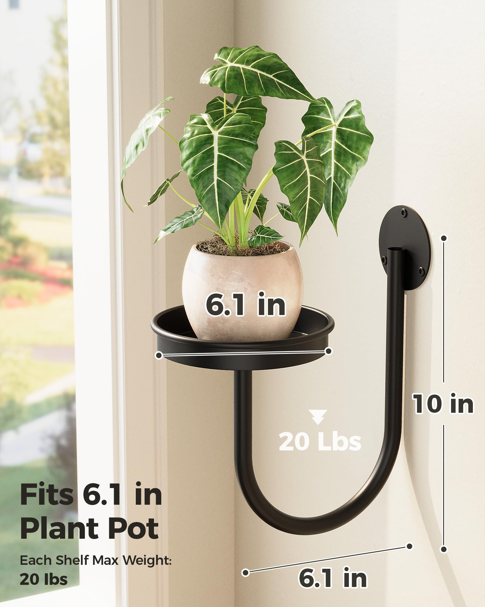 Bamworld Hanging Planters for Indoor Plants Wall Plant Holder Plant Hanger Indoor Wall Planters Window Plant Shelves Hanging Plant Holder Window Plant Hanger Plant Decor Black 3pcs