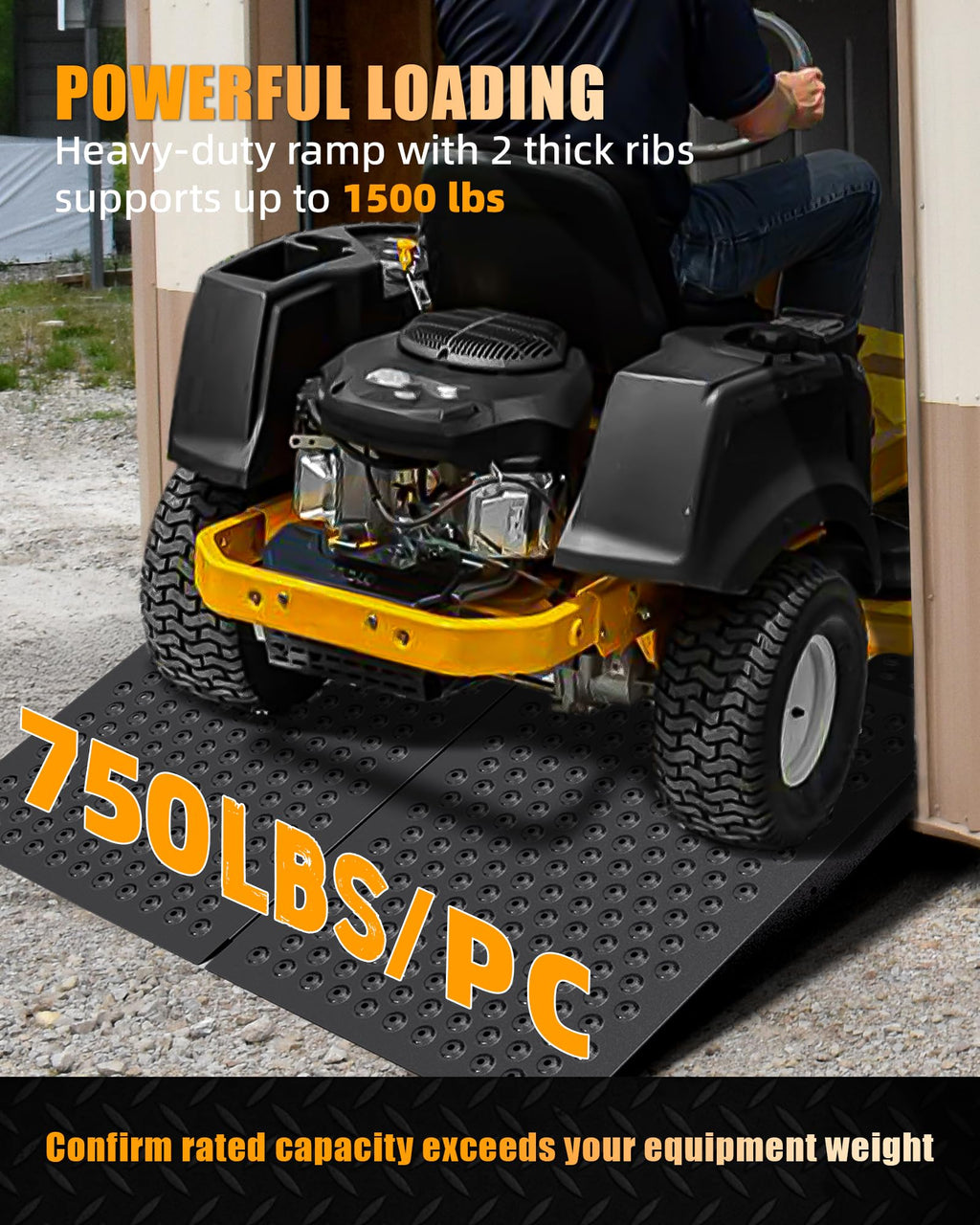 VNN 29" x 24" Shed Ramp for Riding Mower - 750 LB Capacity Shed Ramps, Anti-Slip Punch Plate Ramp for ATV, Motorcycles, Garages & Barns (1PC,Black, Alloy)