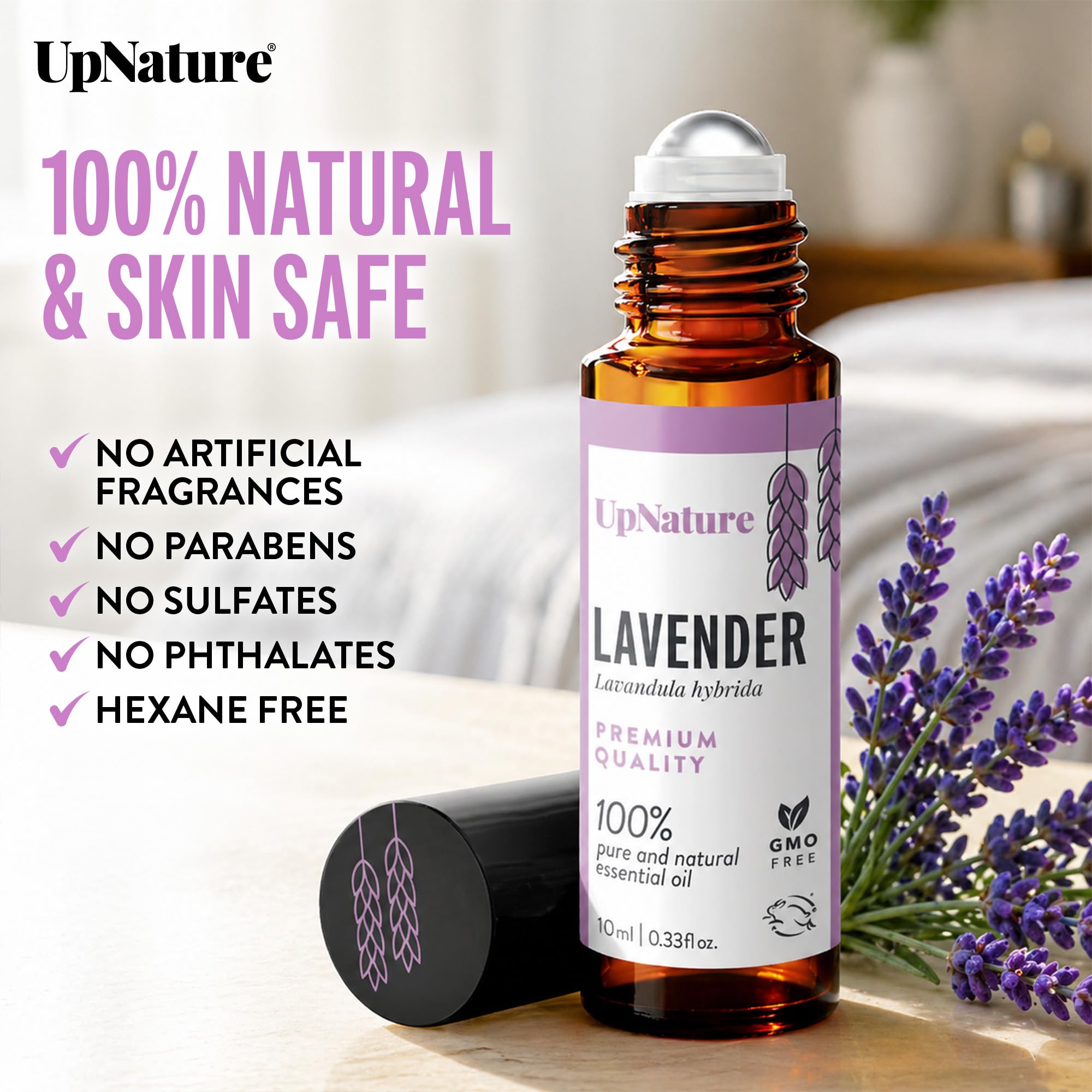 UpNature Lavender Essential Oil Pure Roll On - 100% Natural Lavender Oil for Skin