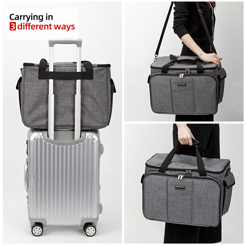 HOMEST Sewing Machine Carry Case, with Shoulder Strap and Front Pocket | Fits most standard Singer, Brother and Janome machines, with storage pockets for sewing accessories and tools, Floral