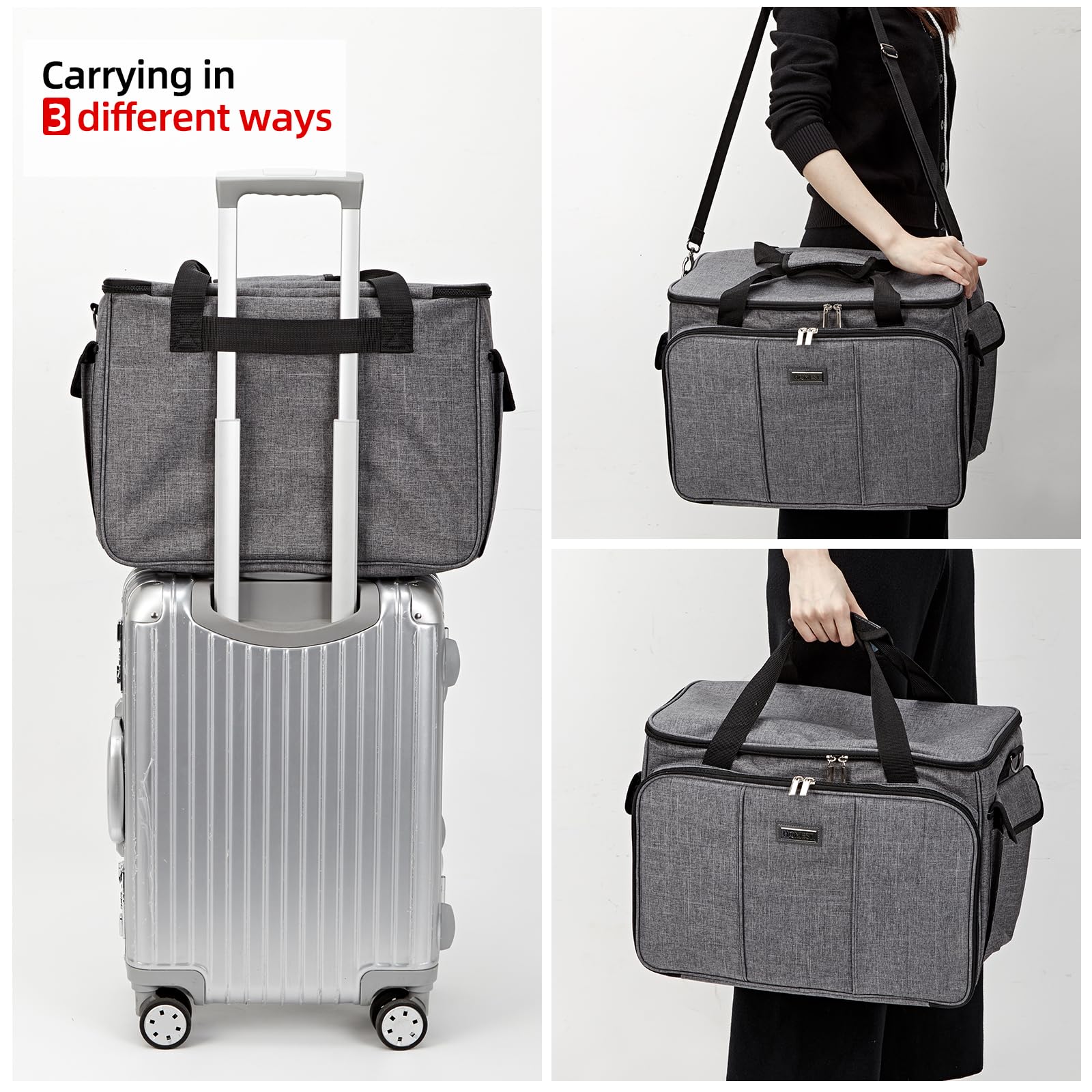 HOMEST Sewing Machine Carry Case, with Shoulder Strap and Front Pocket | Fits most standard Singer, Brother and Janome machines, with storage pockets for sewing accessories and tools, Floral