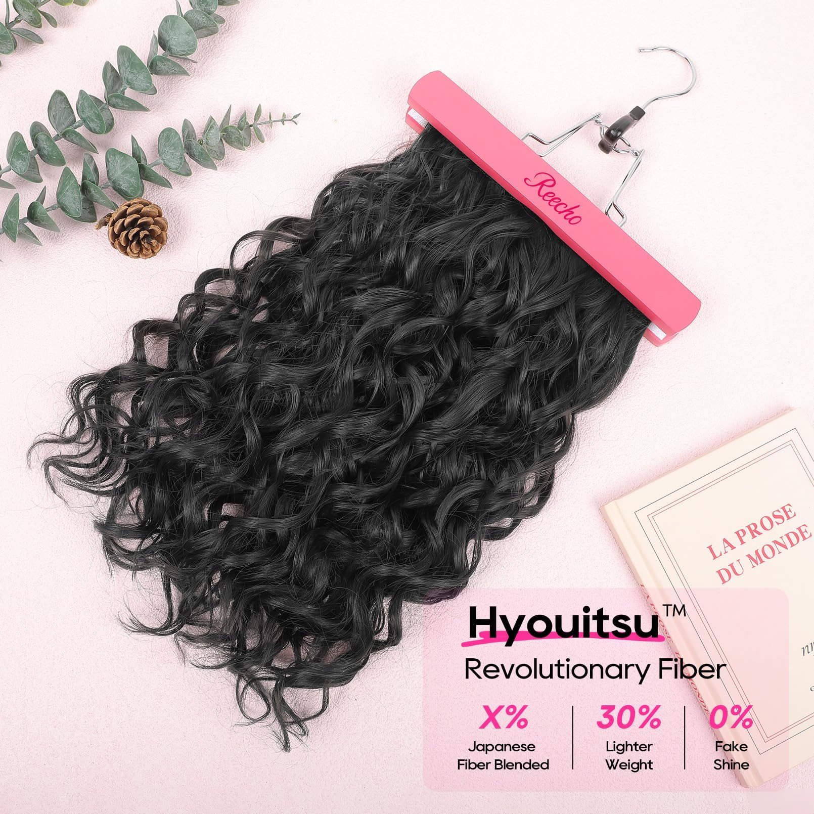 REECHO Curly Hair Extensions, 4PCS 16 inch Clip in Hair Extensions Lace Weft Short Curly Hair Extensions Clip Ins Invisible Natural Hairpieces for Women, Ash Blonde with Highlights