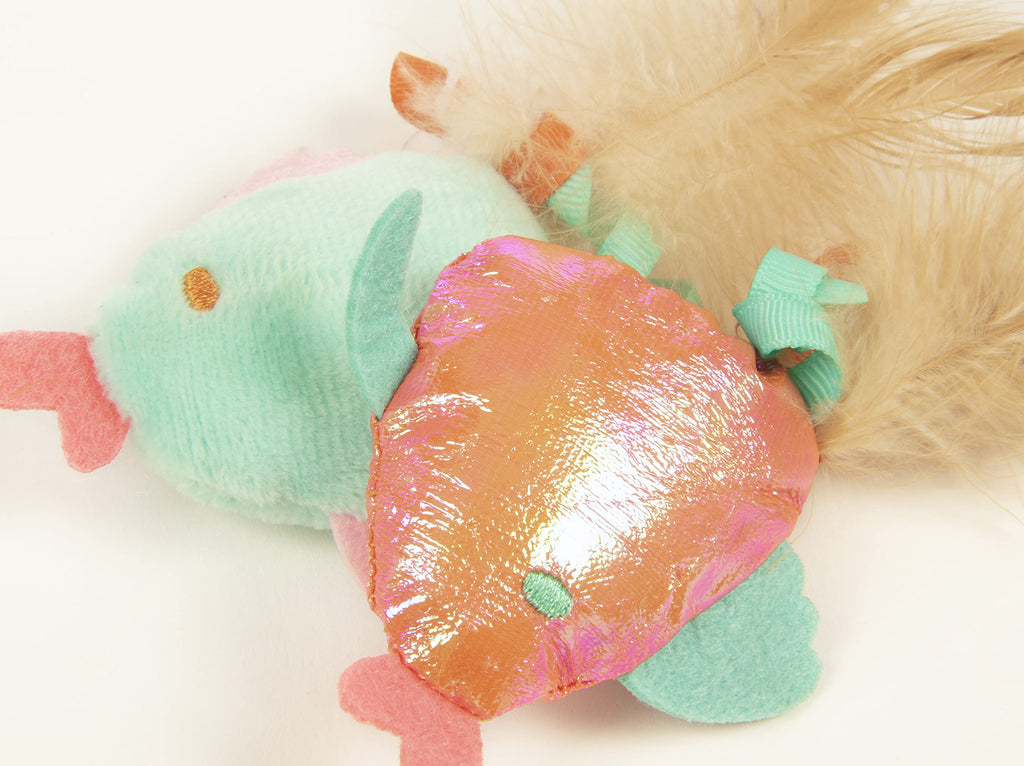 SmartyKat (2 Count) Silly Swimmers Crinkle Plush Catnip Cat Toys - Orange/Turquoise, 2 Count