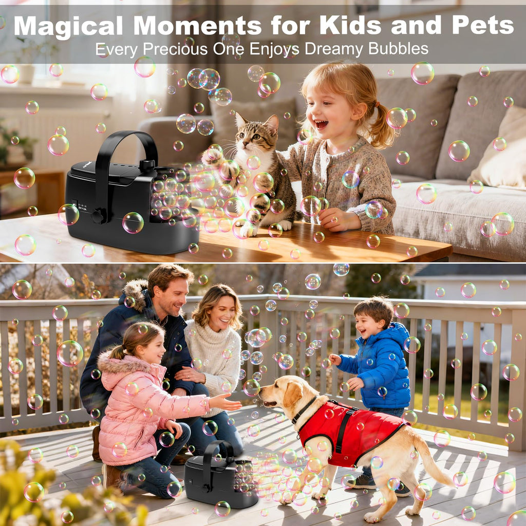 Zerhunt Durable Bubble Machine for Party: 3 Power Modes for Non-Stop Fun - 18000+ Bubbles Per Minute High Output 30 Mins Bubbles per Refill - Kids Safe Auto-Stop for Outdoor Backyard Birthday