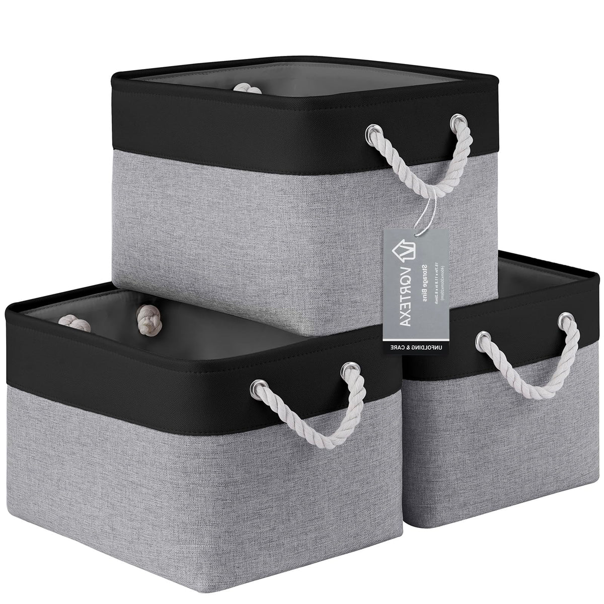 Storage Baskets for Shelves 11.8x7.9x5.2 Inch, Foldable Fabric Storage Bins with Handles, Small Storage Baskets for Organizing Closet, Office, Home Organization (1-Pack, Gray)