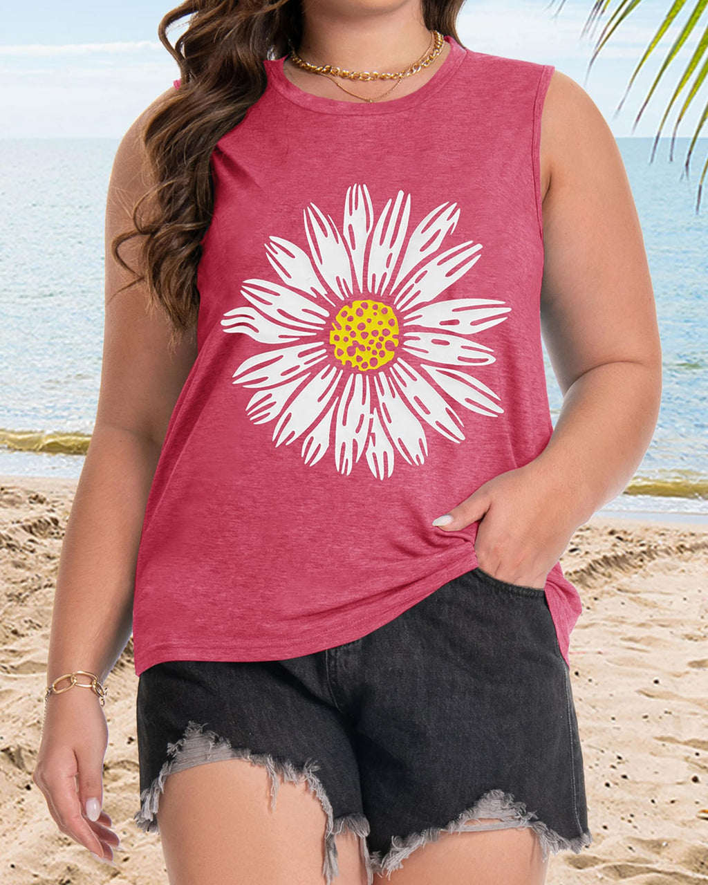 Plus Size Tops for Women Sleeveless Summer Tank Top Loose Fit Casual Tunics Shirts 2026