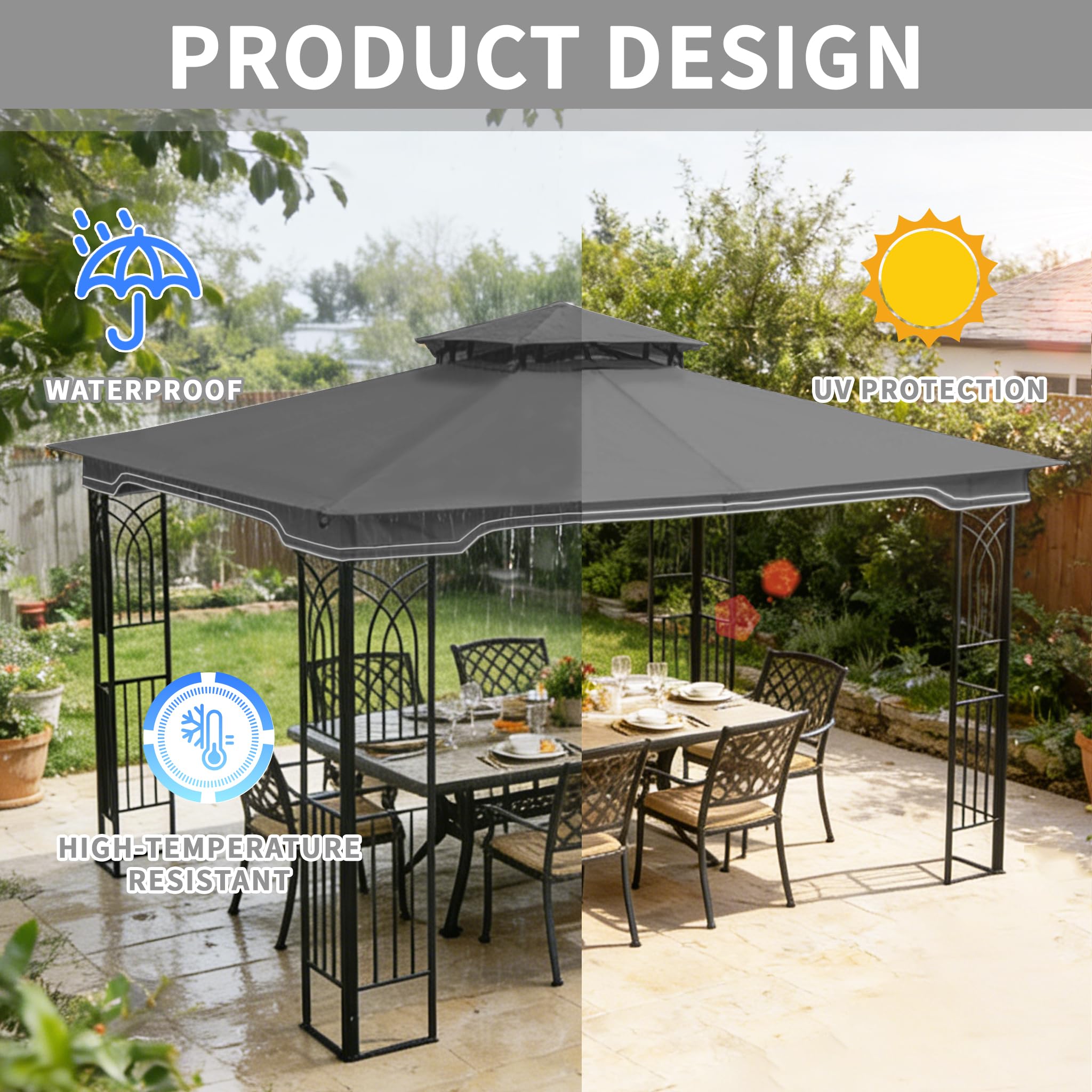 SCOCANOPY Replacement Gazebo Canopy Compatible with 10 x 12 Regency II Patio Gazebo Model L-GZ798PST,A101004104,A101004105,(Forest Green)