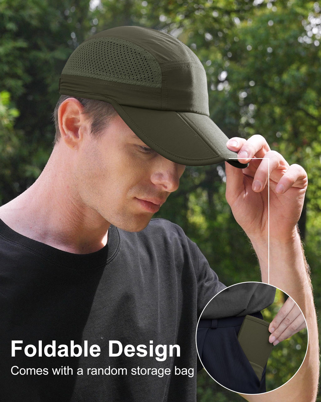 GADIEMKENSD Mens Folding Outdoor Hat Long Brim UPF 50+ Sun Protection