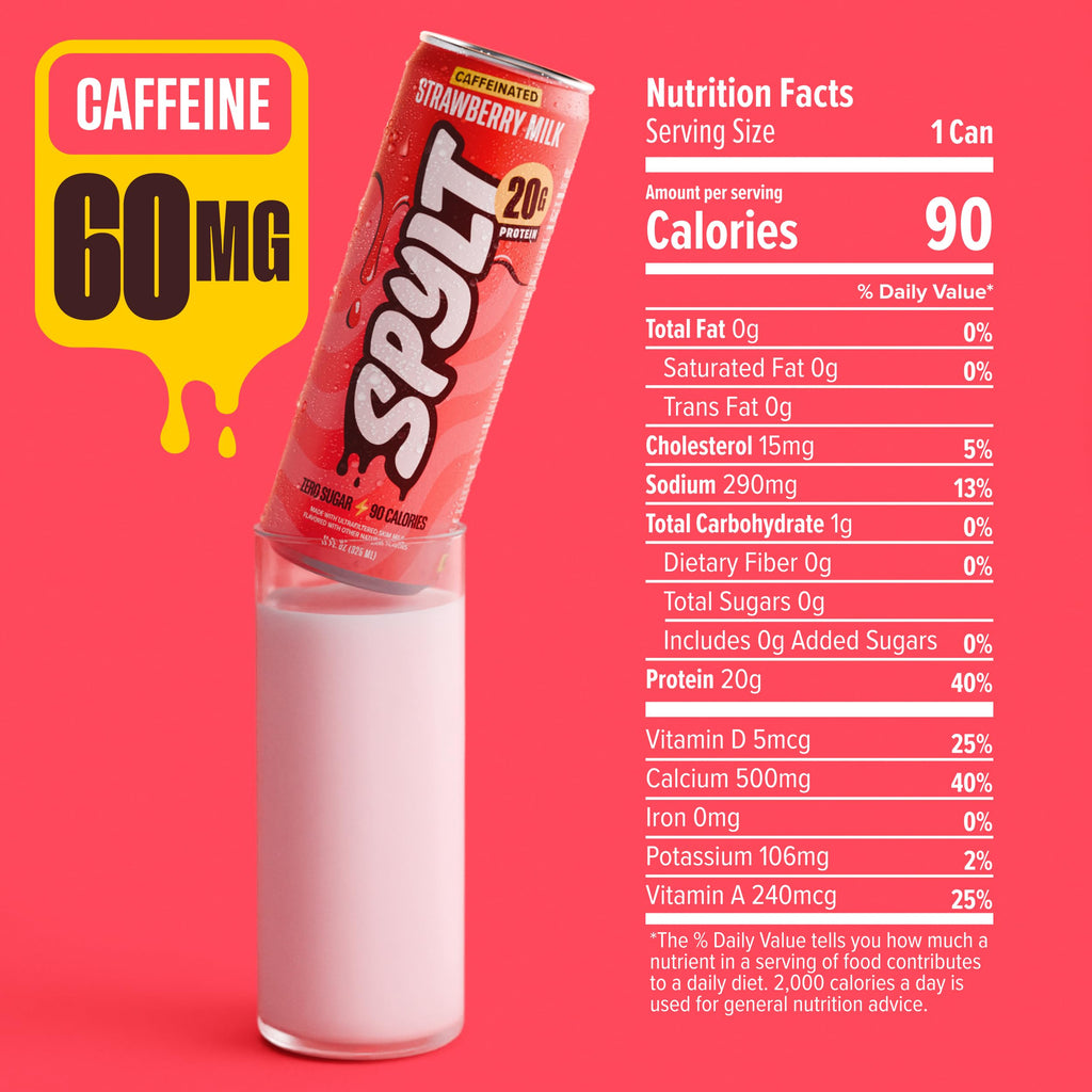 Spylt High Protein Milk - 6 Flavor Variety Pack with 60mg Caffeine & 20g Protein - 90 Calories, Ready to Drink, Sugar Free, Lactose Free Milk, Perfect for Workout Recovery & Afternoon Pick Me Up - 12 Count - Packaging May Vary