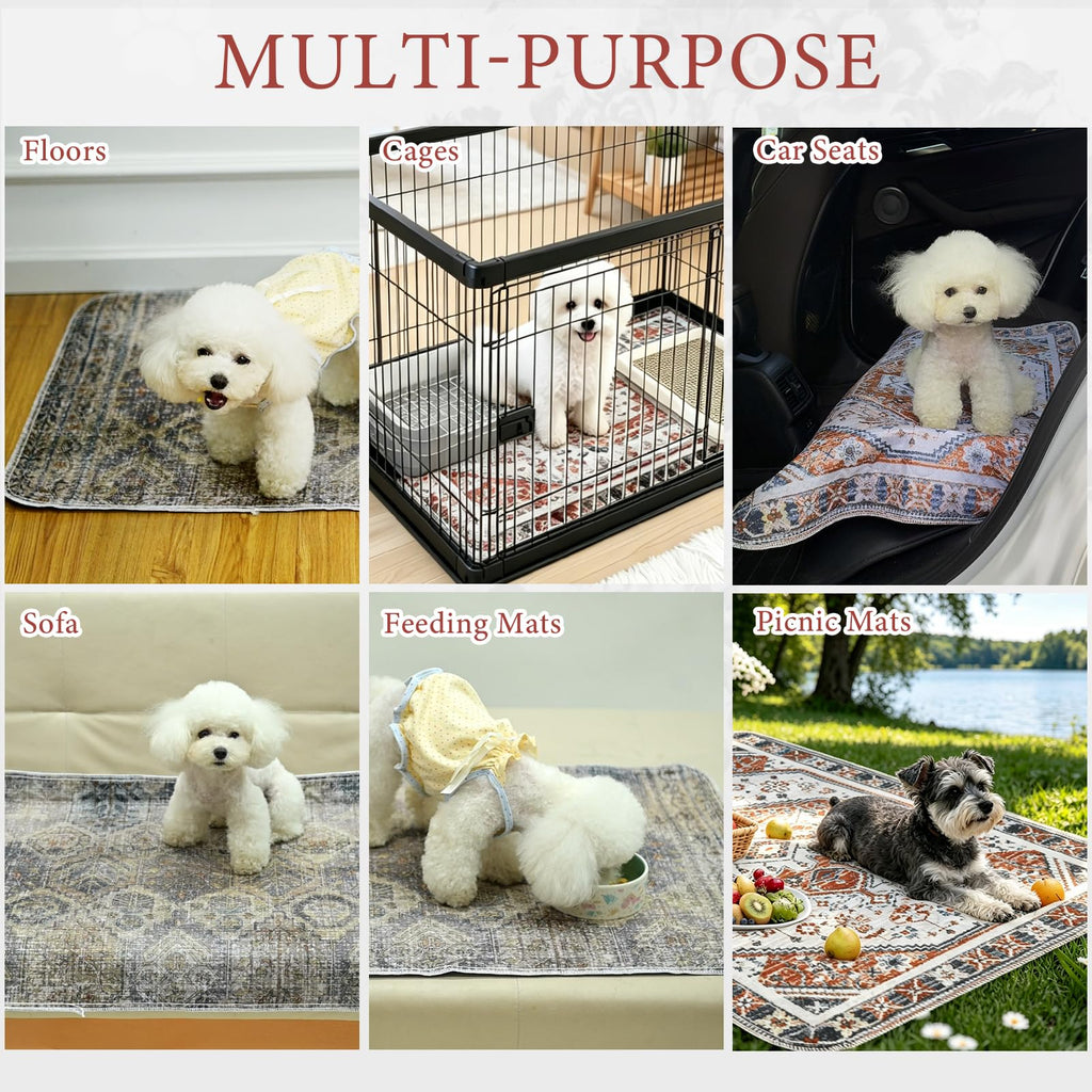 Homimp Washable Pee Pads for Dogs, 2 Pack Reusable Puppy Pads Waterproof, Absorbent and Leakproof Dog Pee Pads, Non Slip Puppy Training Pads, Pet Mat for Floor,Crate,Couch,Whelping,Beige 36"x36"
