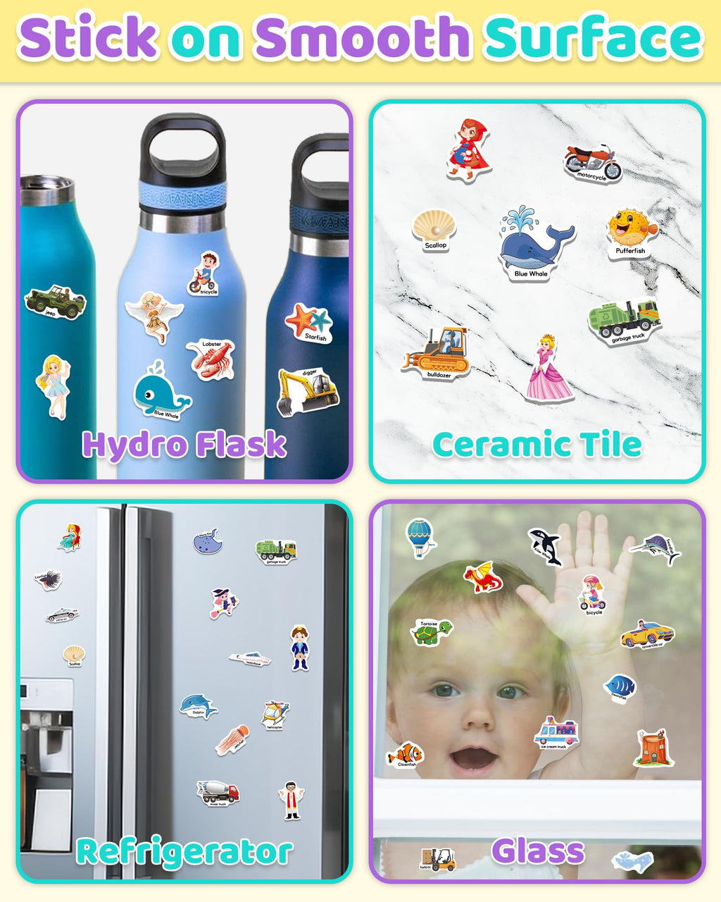 Benresive Reusable Sticker Book for Toddlers, Stickers for Kids, Travel Toys for Arts & Crafts Activities, Birthday Gift for Boys & Girls, Animals Dinosaurs Insects Themes