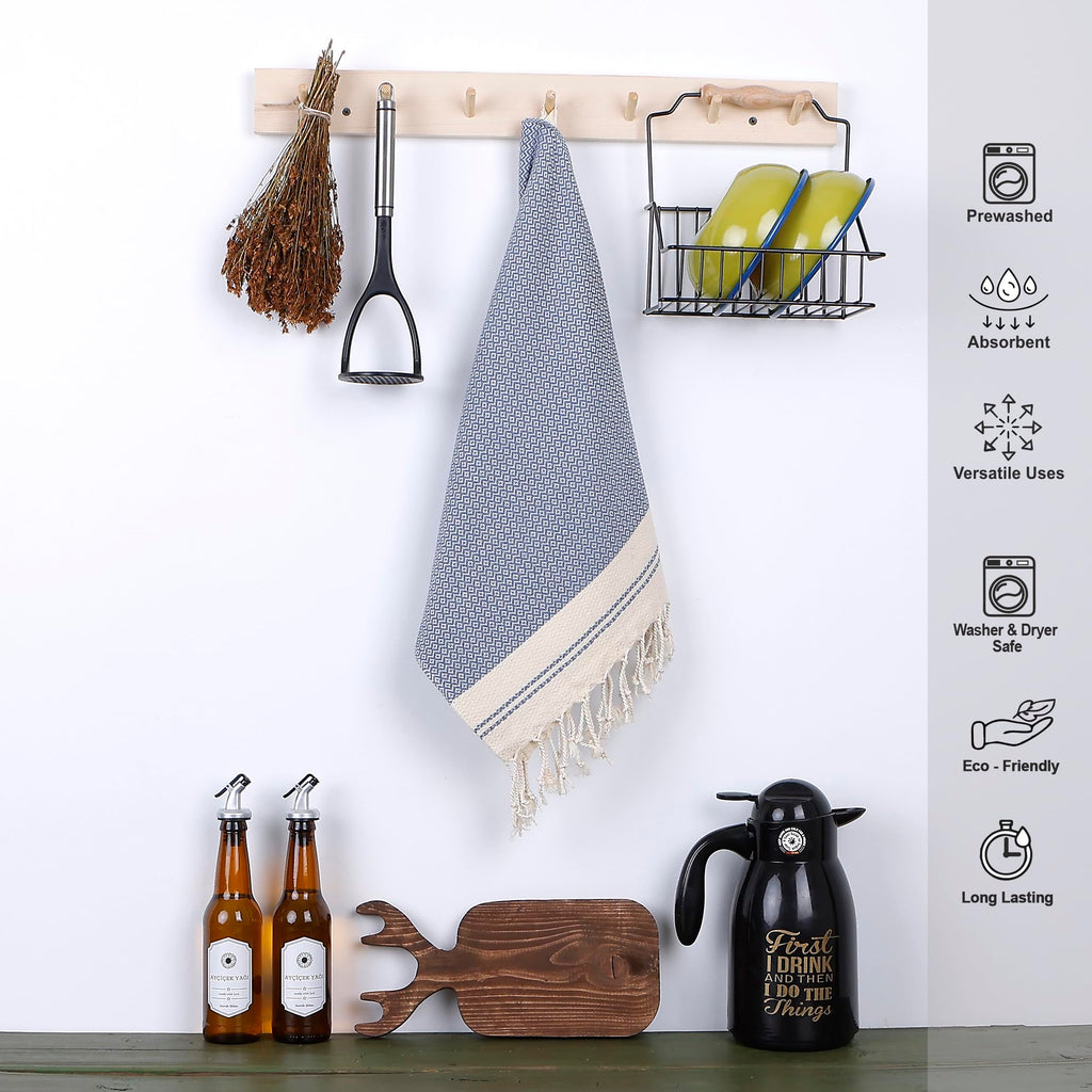 Evelynen Turkish Hand Towels for Bathroom & Kitchen Towels Decorative Set of 2 | Boho Farmhouse Hand Towels with Hanging Loops for Face, Tea, Dish, Kitchen & Bath | %100 Cotton (16" x 32" - Beige)