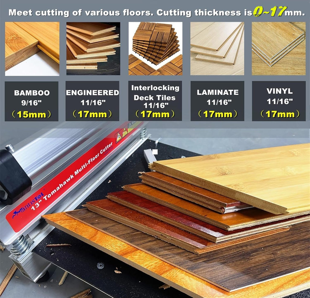 Heavy Duty Laminate/Vinyl Plank Cutter 13"; Instant 15/30/45 Angles to Cut Laminate, All Vinyl Planks, Engineer Wood, Siding & More in Just 1 Step; Super Cost-effective for Thanksgiving！