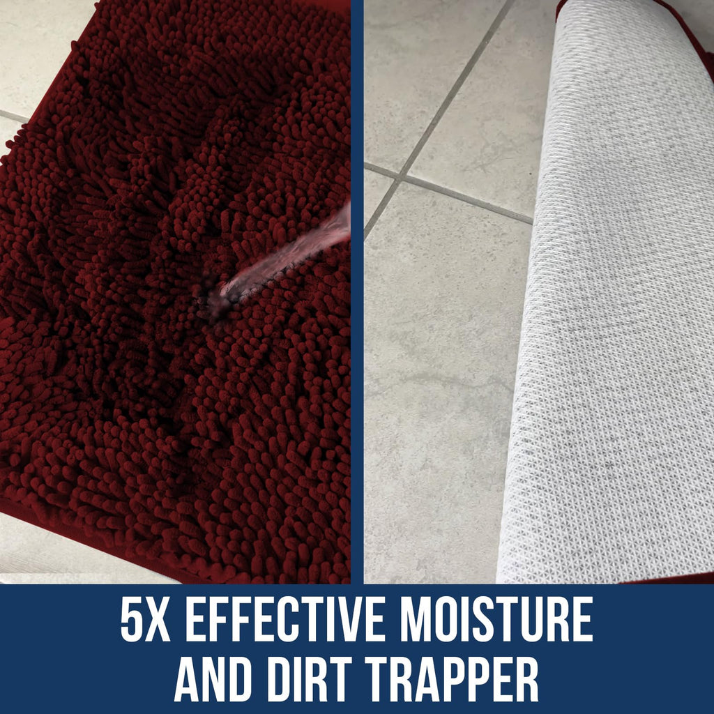 Muddy Mat Chenille Bathroom Rugs Quick Dry Microfiber Mats Non Slip Washable, Extra Thick, Soft and Highly Absorbent Bath Mats for Bathroom, Kitchen, and Shower Floor - Atlantic Blue Small 28"X18"