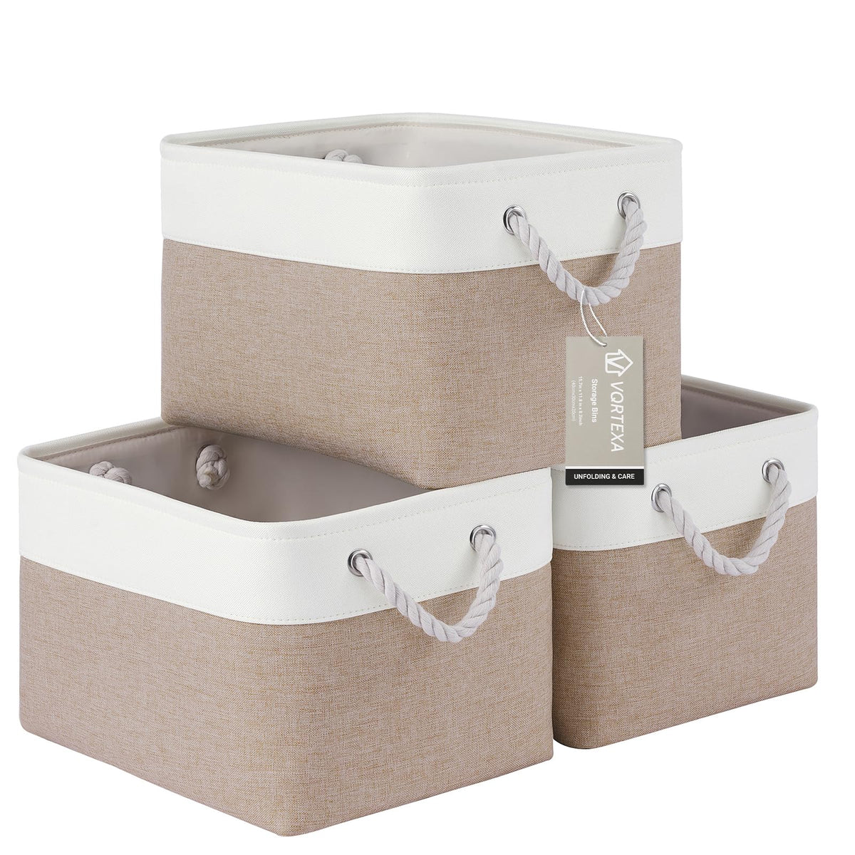 Storage Baskets for Shelves 11.8x7.9x5.2 Inch, Foldable Fabric Storage Bins with Handles, Small Storage Baskets for Organizing Closet, Office, Home Organization (1-Pack, Gray)