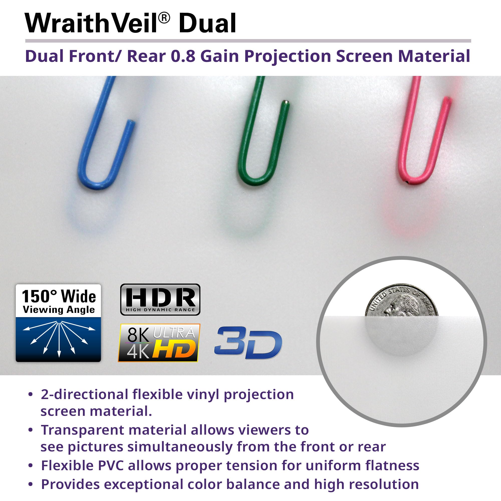 Elite Screens 100-inch Wraith Veil DUAL, 16:9, 0.8 Gain, 150° Viewing Angle, Front & Rear Projection Screen, Yardmaster 2 OMS100H2-Dual