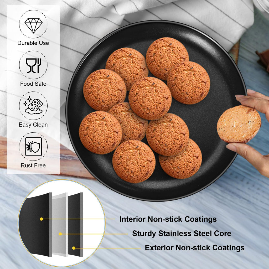 P&P CHEF Pizza Pan Set of 2, Stainless Steel Pizza Tray, Round Pizza Plate For Pie Cookie Pizza Cake, Non Toxic & Heavy Duty, Dishwasher Safe & Easy Clean, 10 Inch & Silver