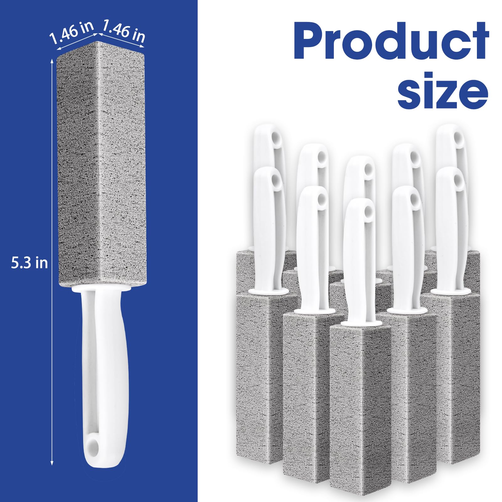 AZEN 5 Pack Pumice Stone for Cleaning, Pumie Scouring Stick with Handle, Pumice Stone Toilet Bowl Cleaner, Hard Water Stain Remover for Toilet, Bathroom, Kitchen Sink, Grill