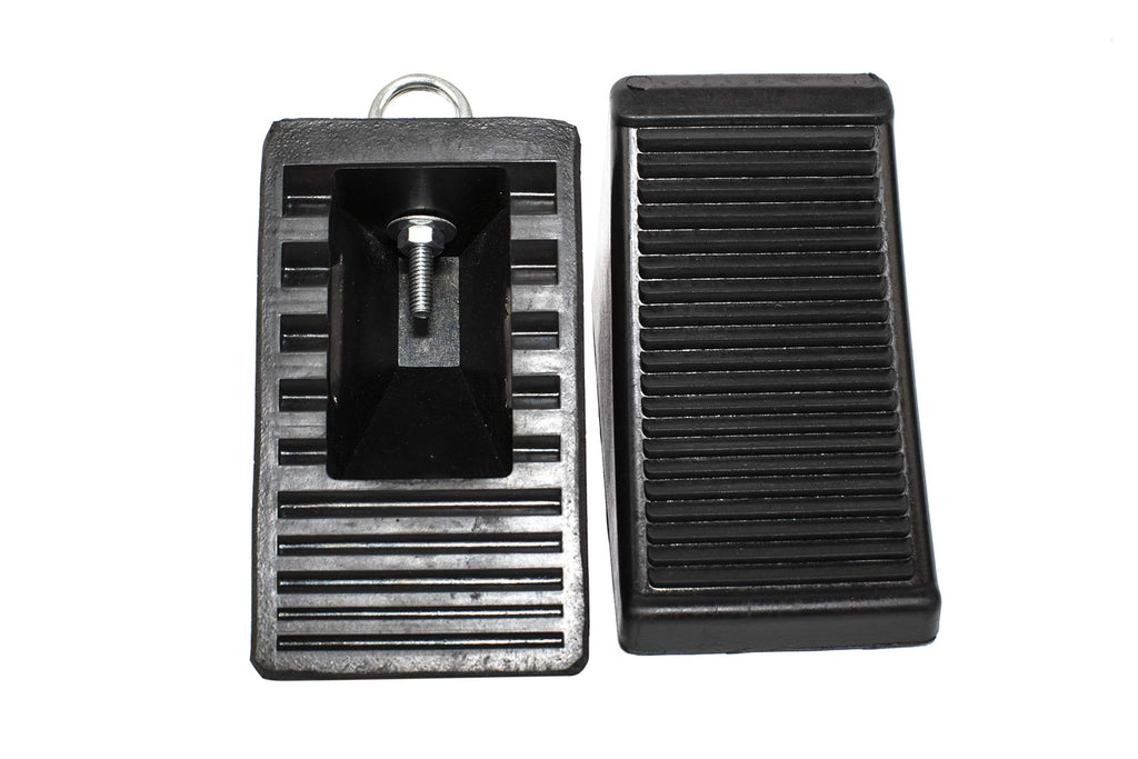 MaxxHaul 70073 Solid Rubber Heavy Duty Wheel Chock with Eyebolt (Pack of 2)