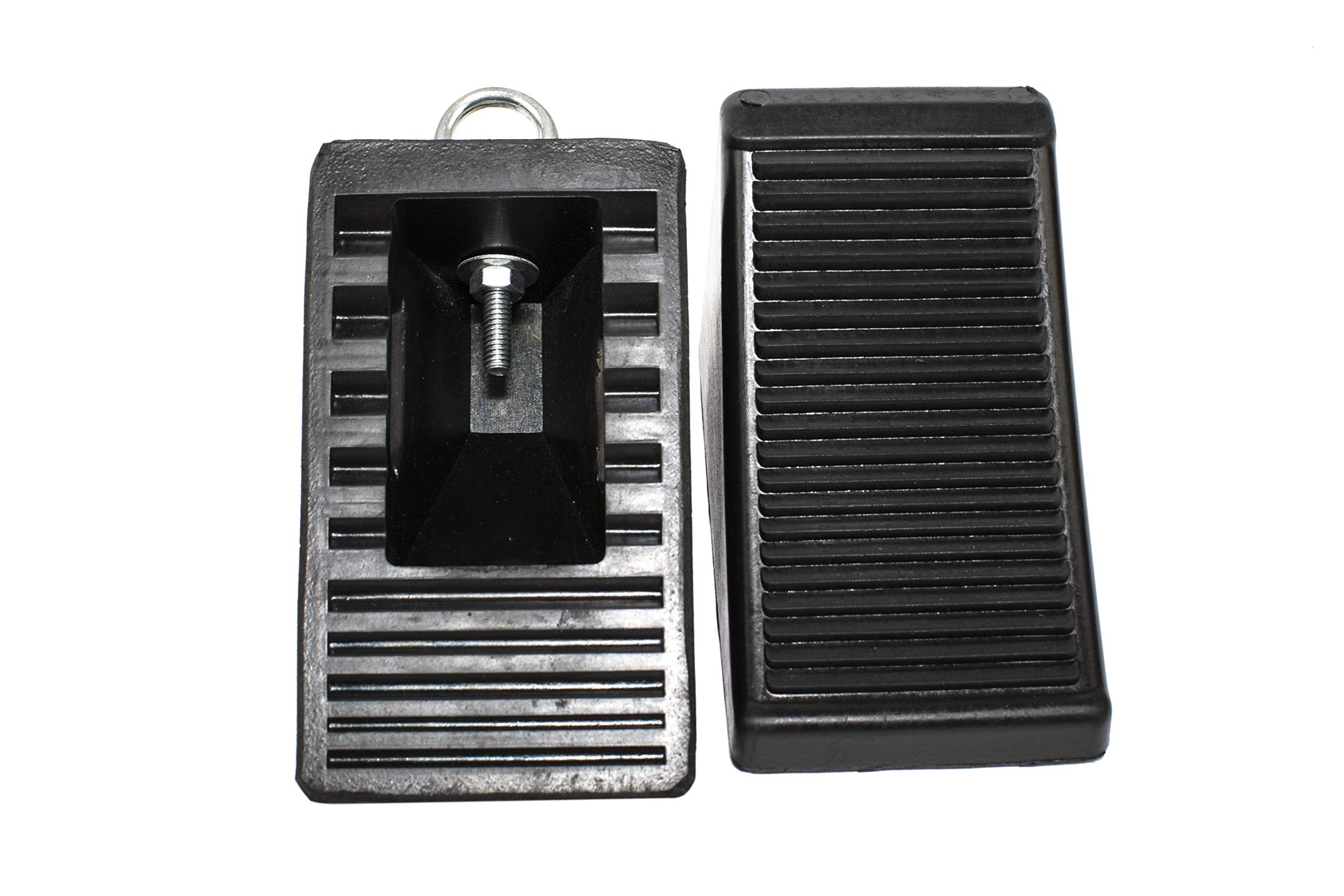 MaxxHaul 70073 Solid Rubber Heavy Duty Wheel Chock with Eyebolt (Pack of 2)