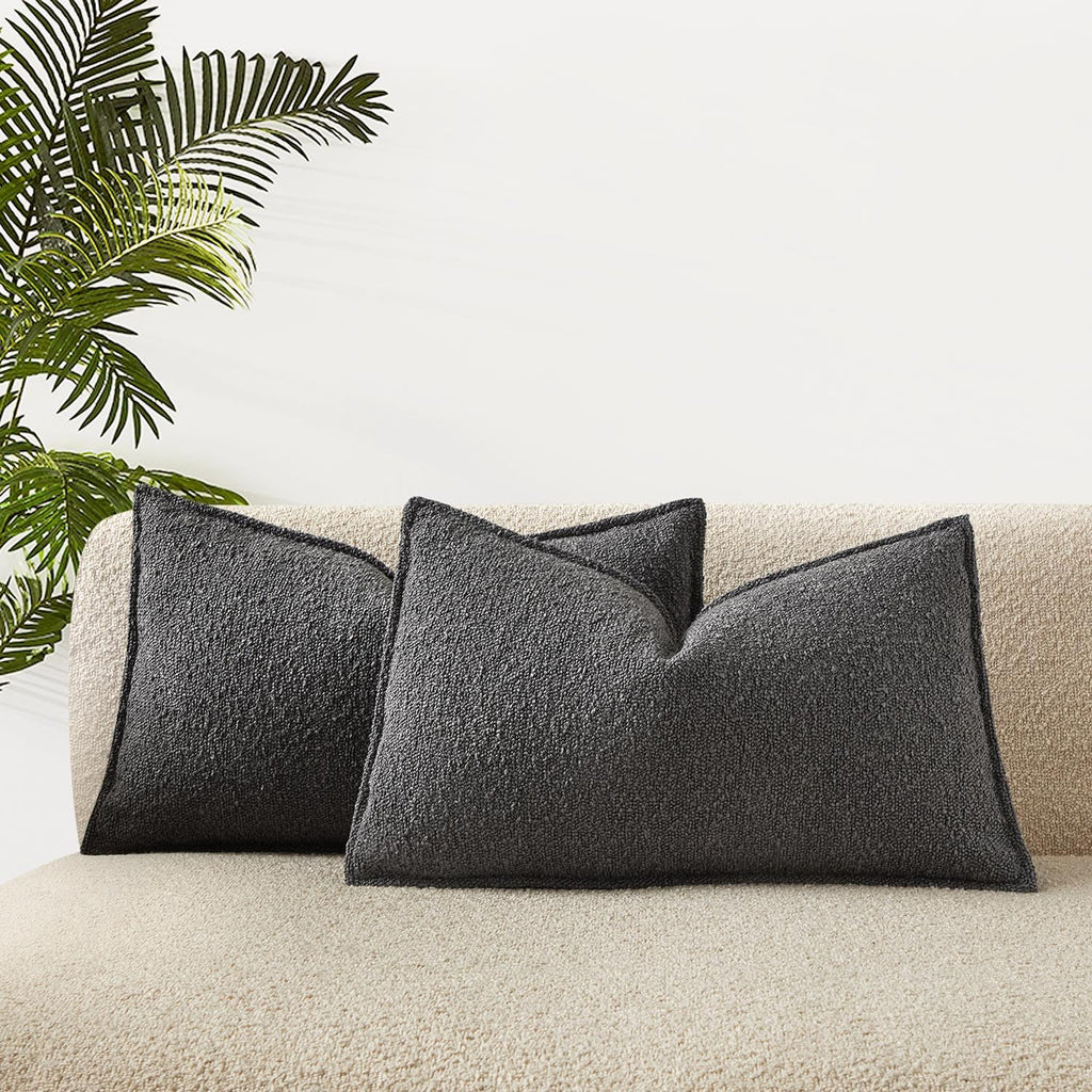 JUSPURBET Pillow Covers Set of 2 Decorative Throw Pillow Covers Case for Couch Sofa Bed Soft Boucle Textured Cushion Covers with Hidden Zipper for Home Decor Living Room 16x16,Beige