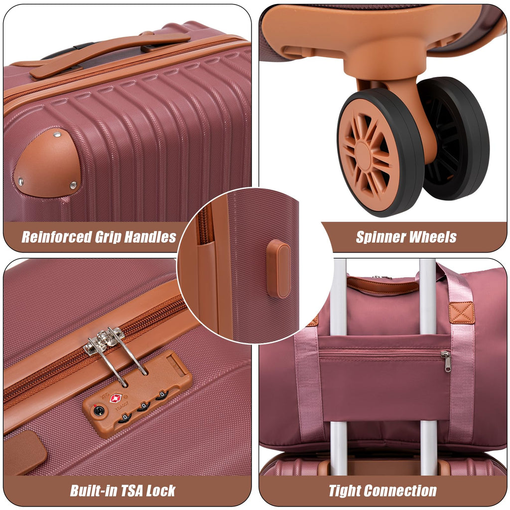 Cosbarn Luggage Sets 5 Piece Suitcases with Wheels, Suitcase Set ABS Hard Case Luggage with TSA Lock Spinner Wheels Durable Travel Luggage