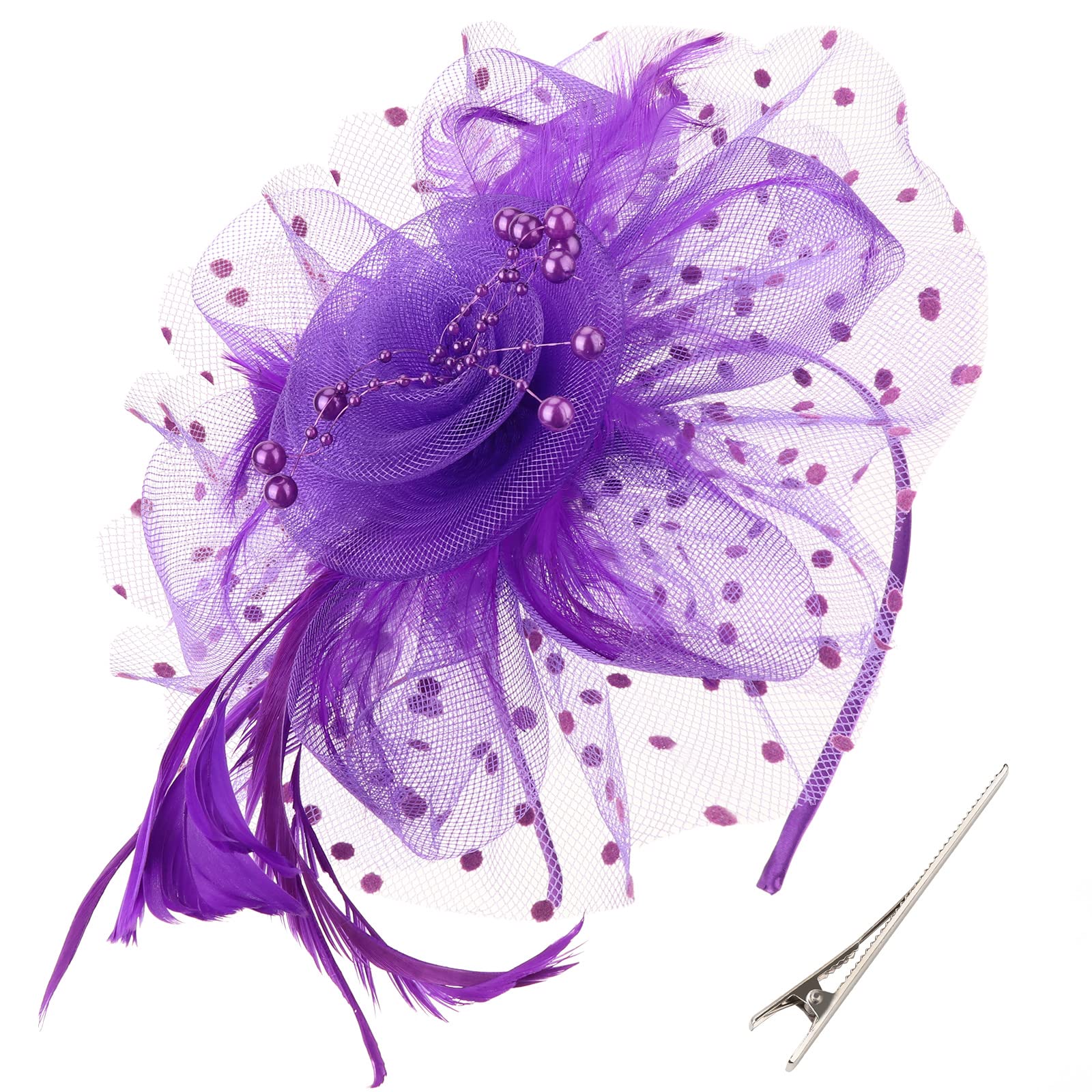 AQOKKA Women Fascinators Hats Flower Fascinators with Headband and Clip Tea Party Headwear for Women and Girls