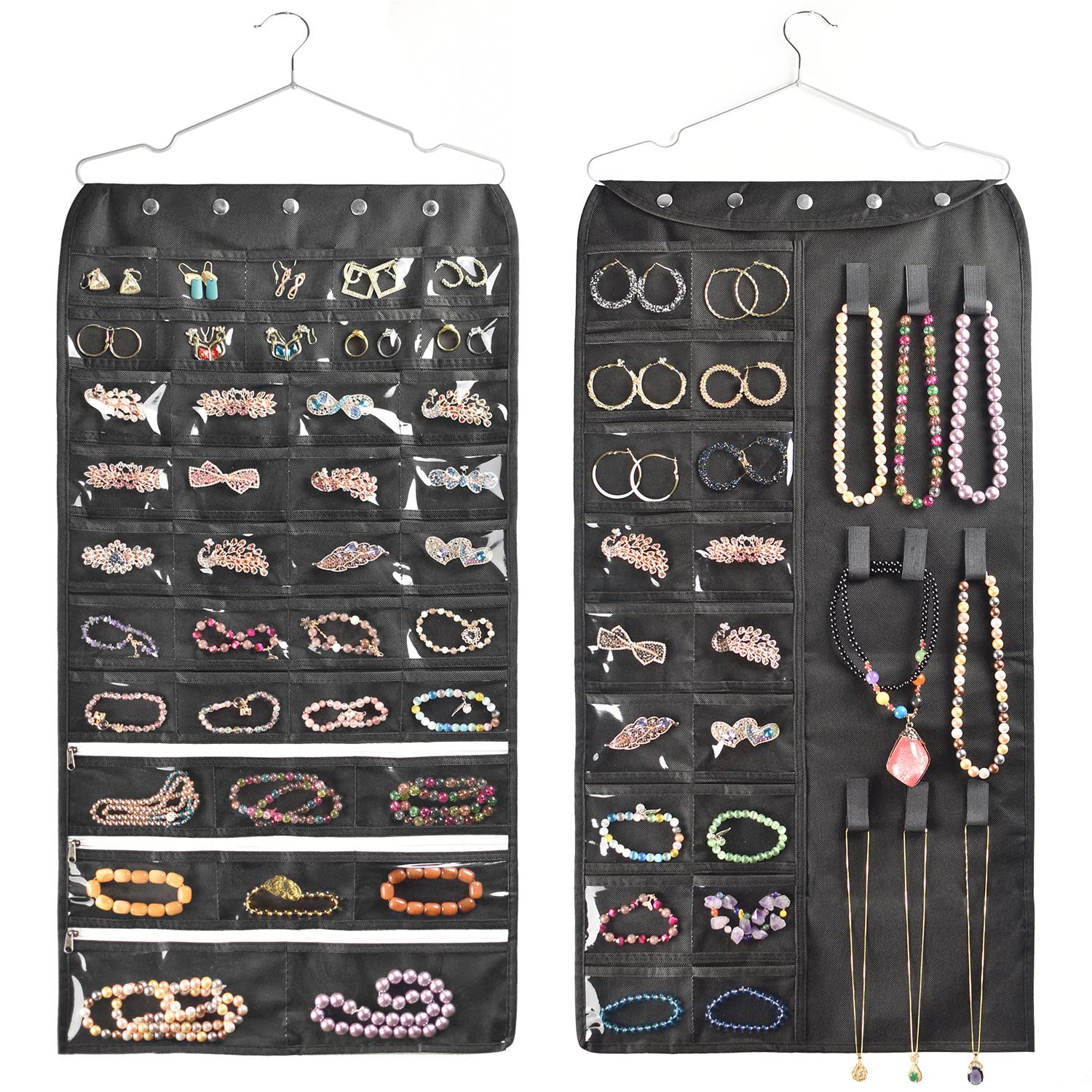 BB Brotrade Hanging Jewelry Organizer,Accessories Organizer,80 Pocket Organizer for Holding Jewelries（Beige）