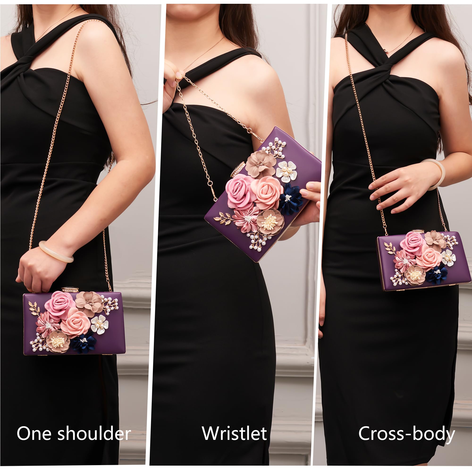 Evening Bag for Women, Flower Wedding Evening Clutch Purse Bride Floral Clutch Bag