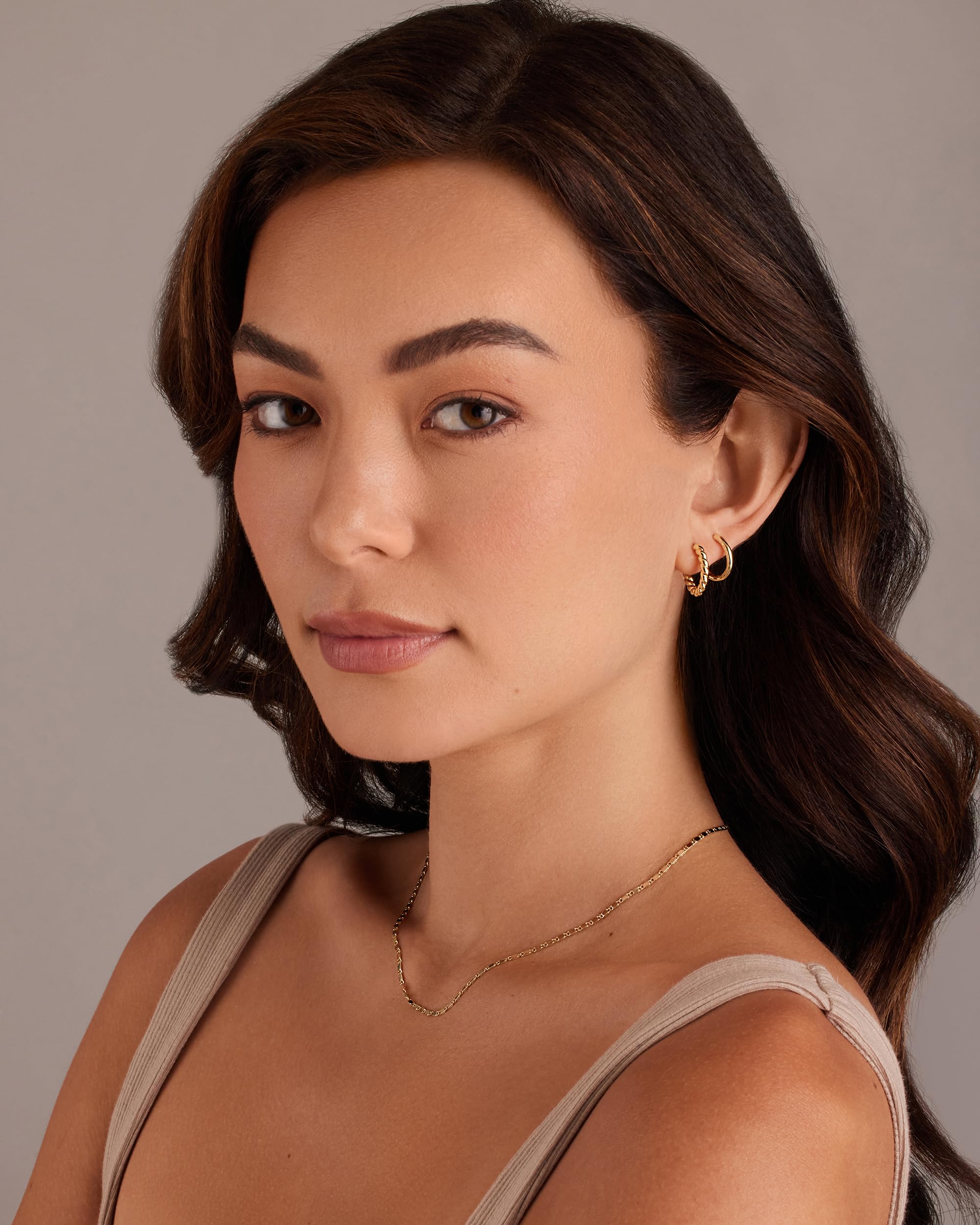 PAVOI Gold Hoop Earrings for Women - 14K-18K Yellow Gold Plated 925 Sterling Silver - Hypoallergenic 3-Pair Small Hoop Earings Set with Cubic Zirconia - Rope Teardrop & Chunky Huggie Styles Earscape Piercings