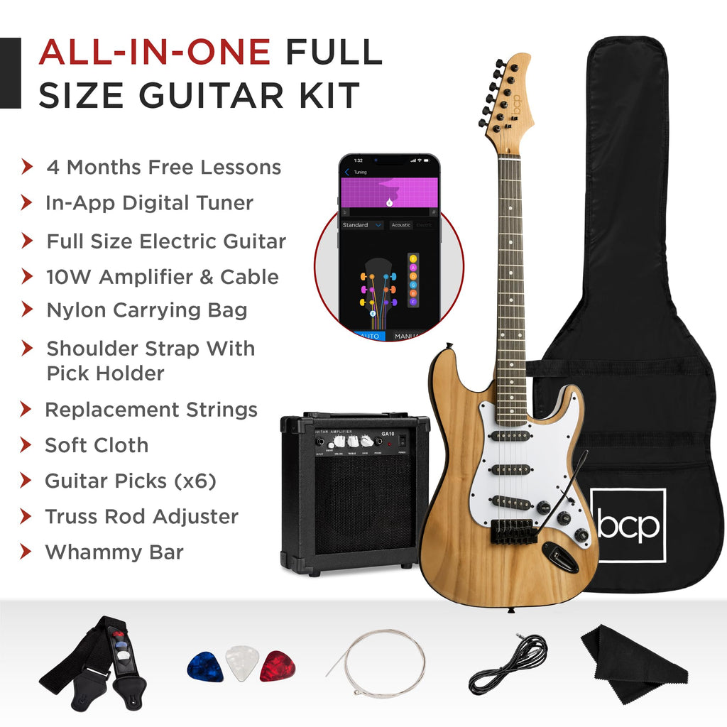Best Choice Products 39in Full Size Beginner Electric Guitar Starter Kit w/Case, Strap, 10W Amp, Strings, Pick, Tremolo Bar - 3 Color Sunburst