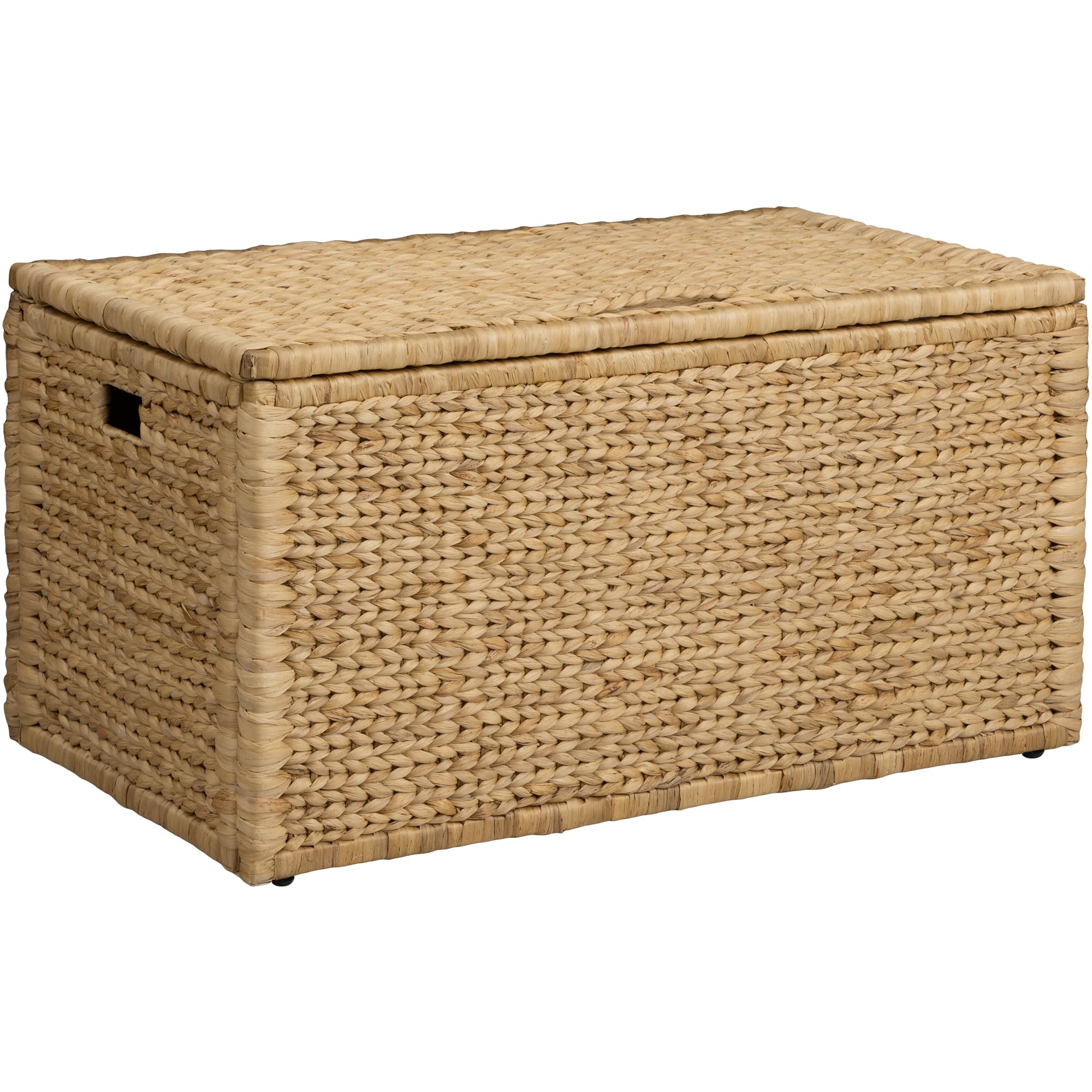 eHemco Heavy-duty Water Hyacinth Wicker Storage Trunk with Metal Frame, 30 by 17.5 by 17.5 Inches, Brown Wash