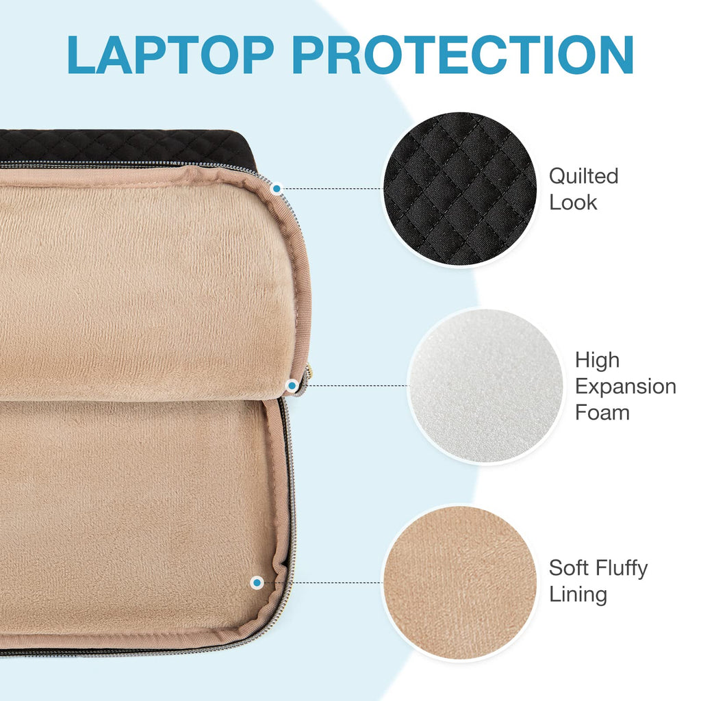 BAGSMART Laptop Case Compatible with 13-13.3 inch Notebook,Compatible with MacBook Pro 14 Inch,MacBook Air,Protective Carrying Bag with Pocket,Handles, Beige