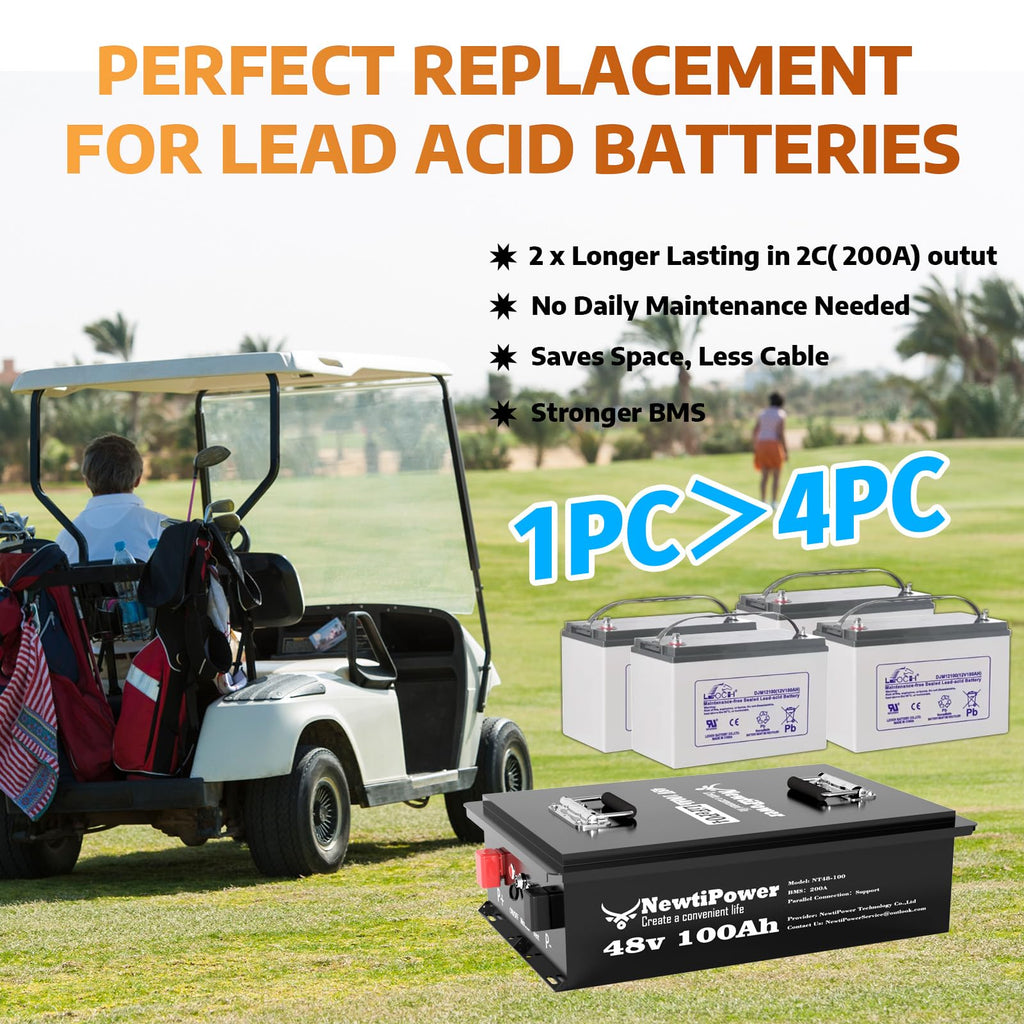 36V 100Ah Golf Cart LiFePO4 Battery with APP&Chager&Monitor,7.6KW Continuous Power Lithium Battery with 200A BMS, Up to 10000+ Rechargeable Cycles, Perfect for golf cart
