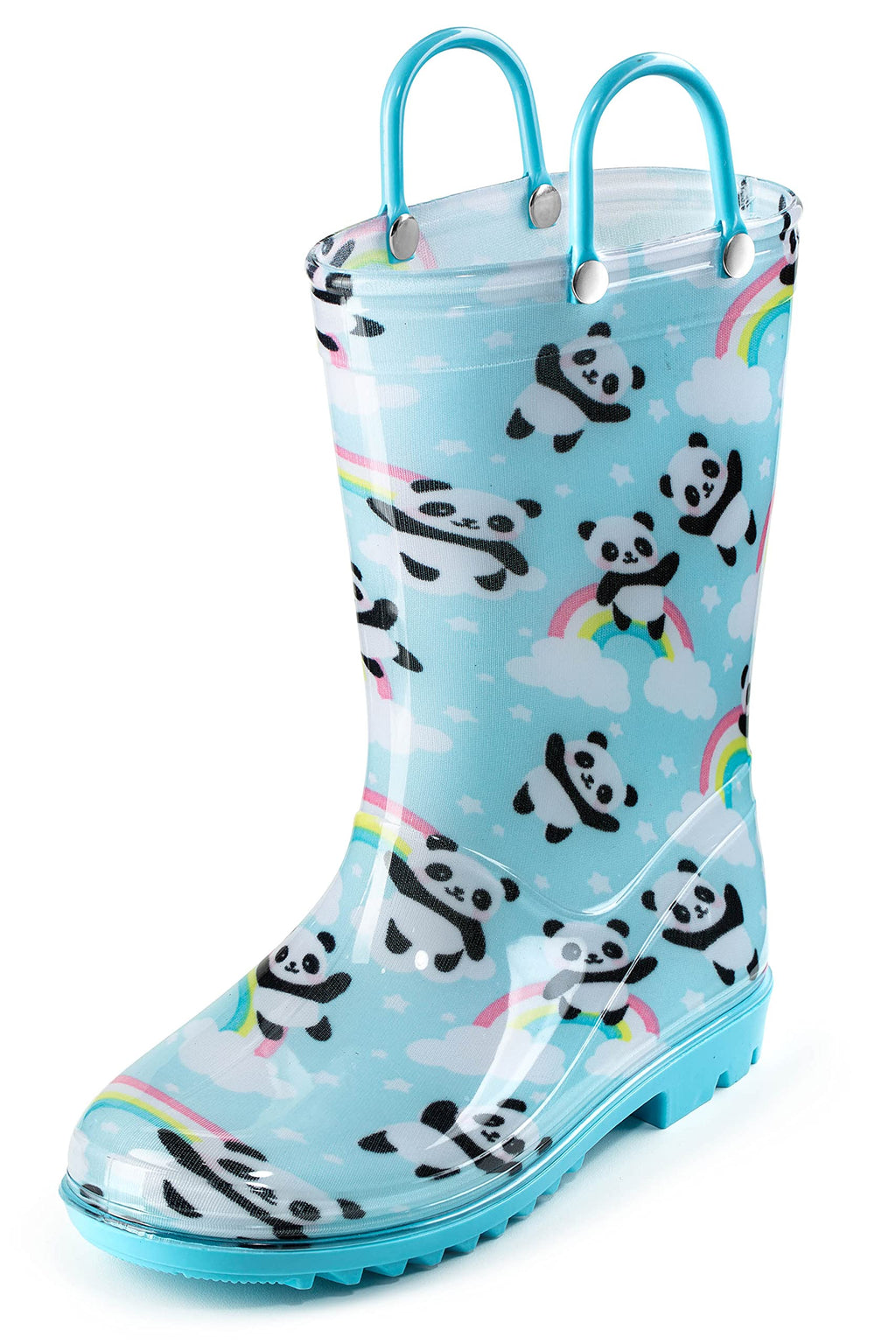Puddle Play Toddler and Kids Waterproof PVC Rain Boots with Easy-On Handles – Lightweight Slip-Resistant Outdoor Boots for Boys and Girls