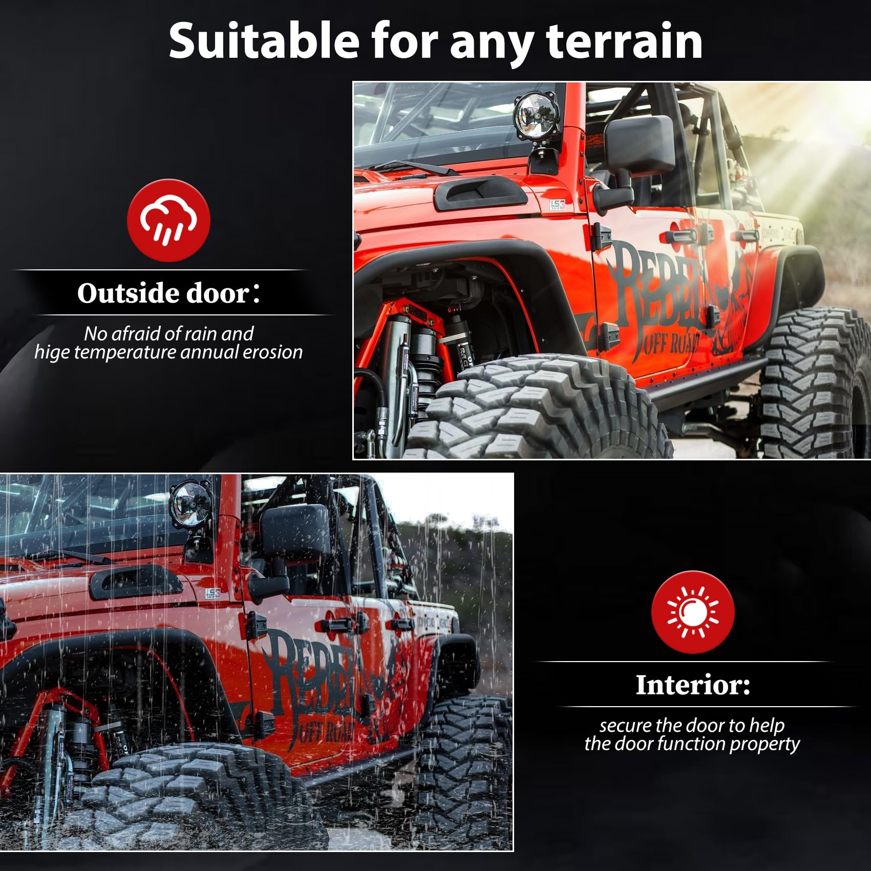 Jeep Wrangler JK 2 Door Hinge Assembly Kits Compatible with 2007-2018 Jeep Wrangler JK JKU Rubicon Unlimited Sahara Inside and Outside (2 Door), Jeep Wrangler JK JKU 2 Door Hinge 8PCS with 18 Bolts