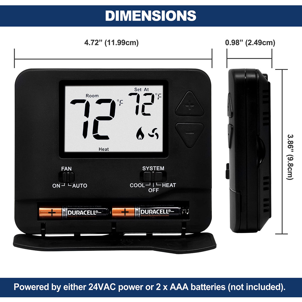 ELECTECK Non-Programmable Digital Thermostat for Home, up to 1 Heat/1 Cool with Large LCD Display, Compatible with Single Stage Electrical and Gas/Oil System, Black